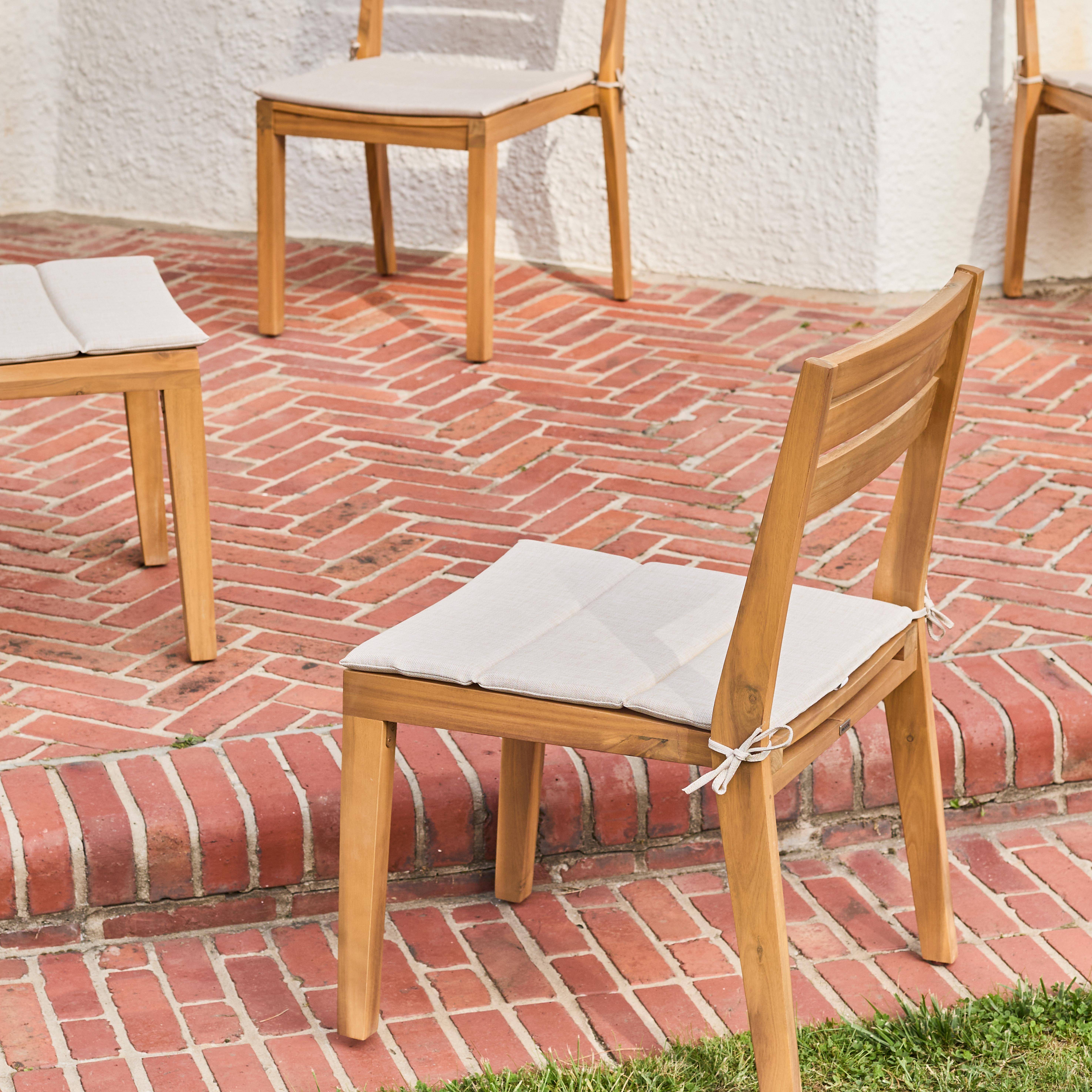 Set van 4 beige tuinstoelen MERINA van acaciahout met kussen, 52 x 55 x 81 cm Photo2