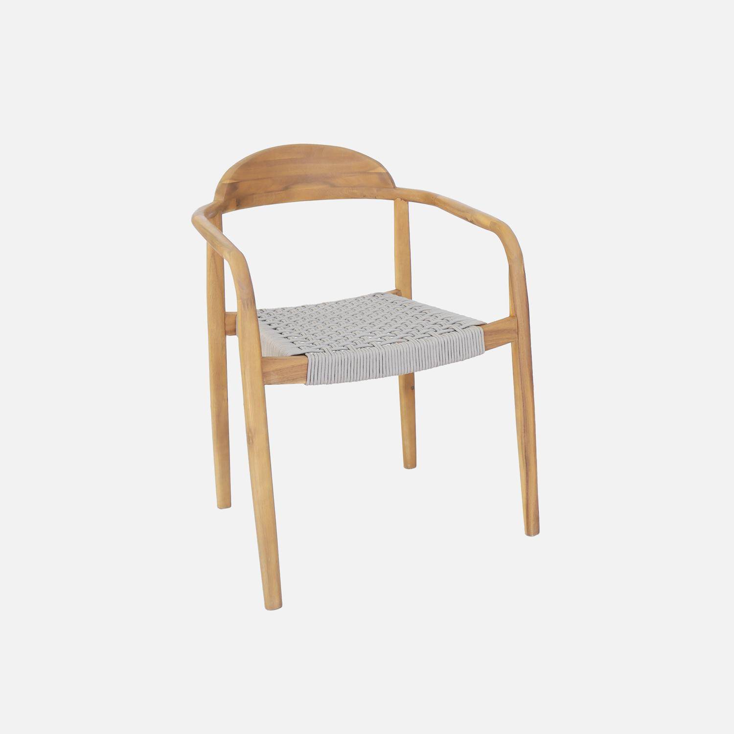 Lot de 2 fauteuils CERINA en bois d'acacia, assise beige en résine, 55,5 x 55 x 79 cm Photo2