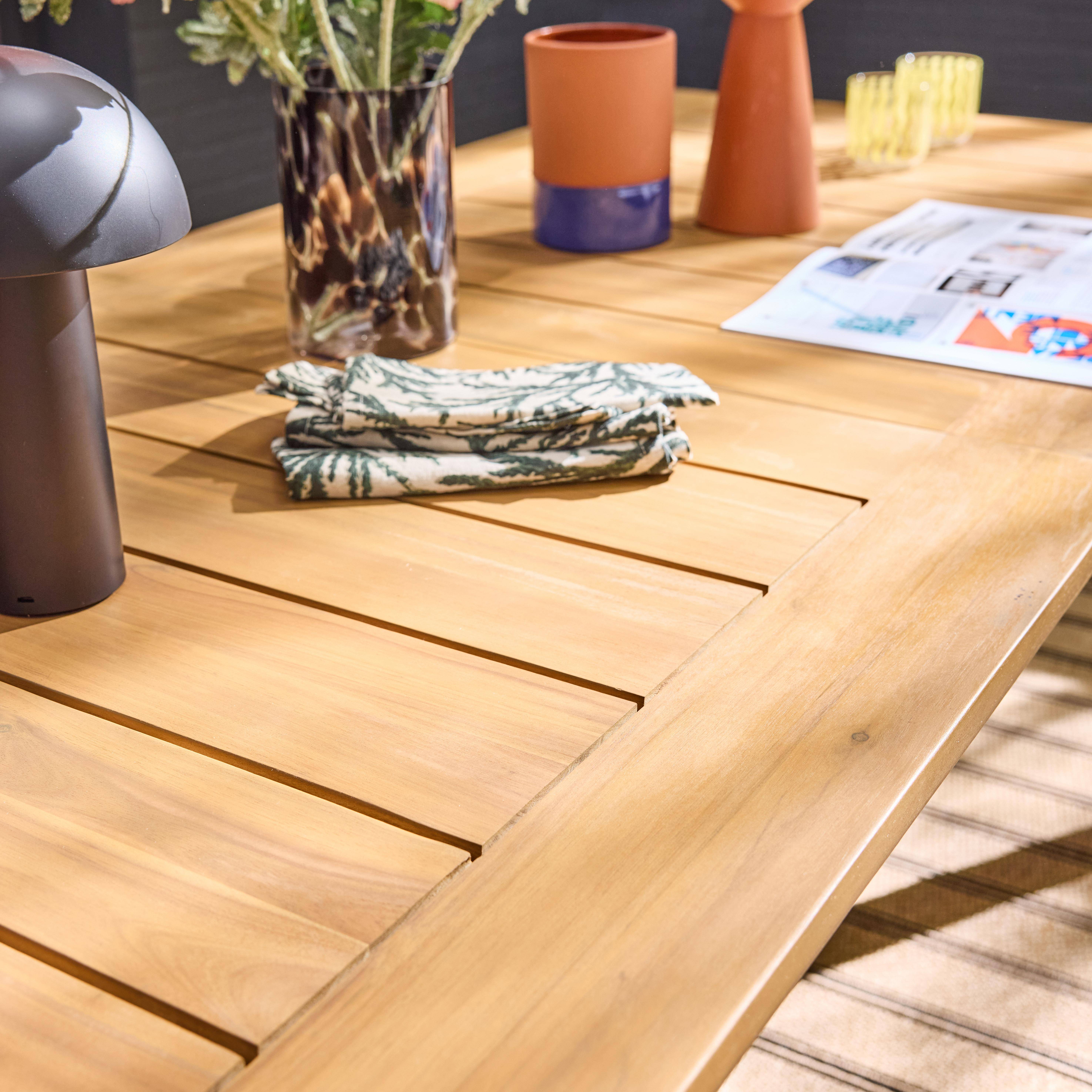 10-seater acacia wood garden table, Palena, Natural, 275x100x75 cm Photo3