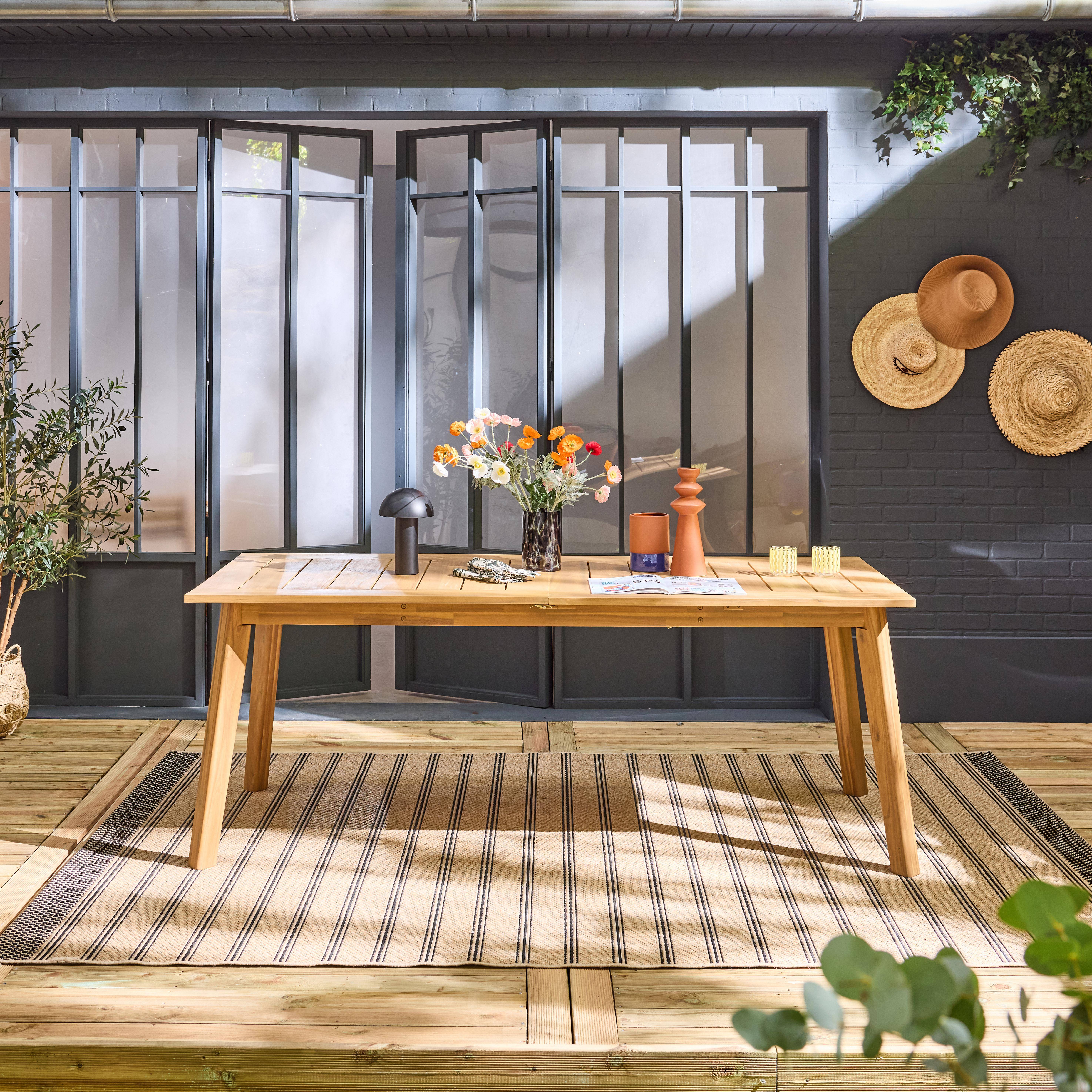 10-seater acacia wood garden table, Palena, Natural, 275x100x75 cm Photo2