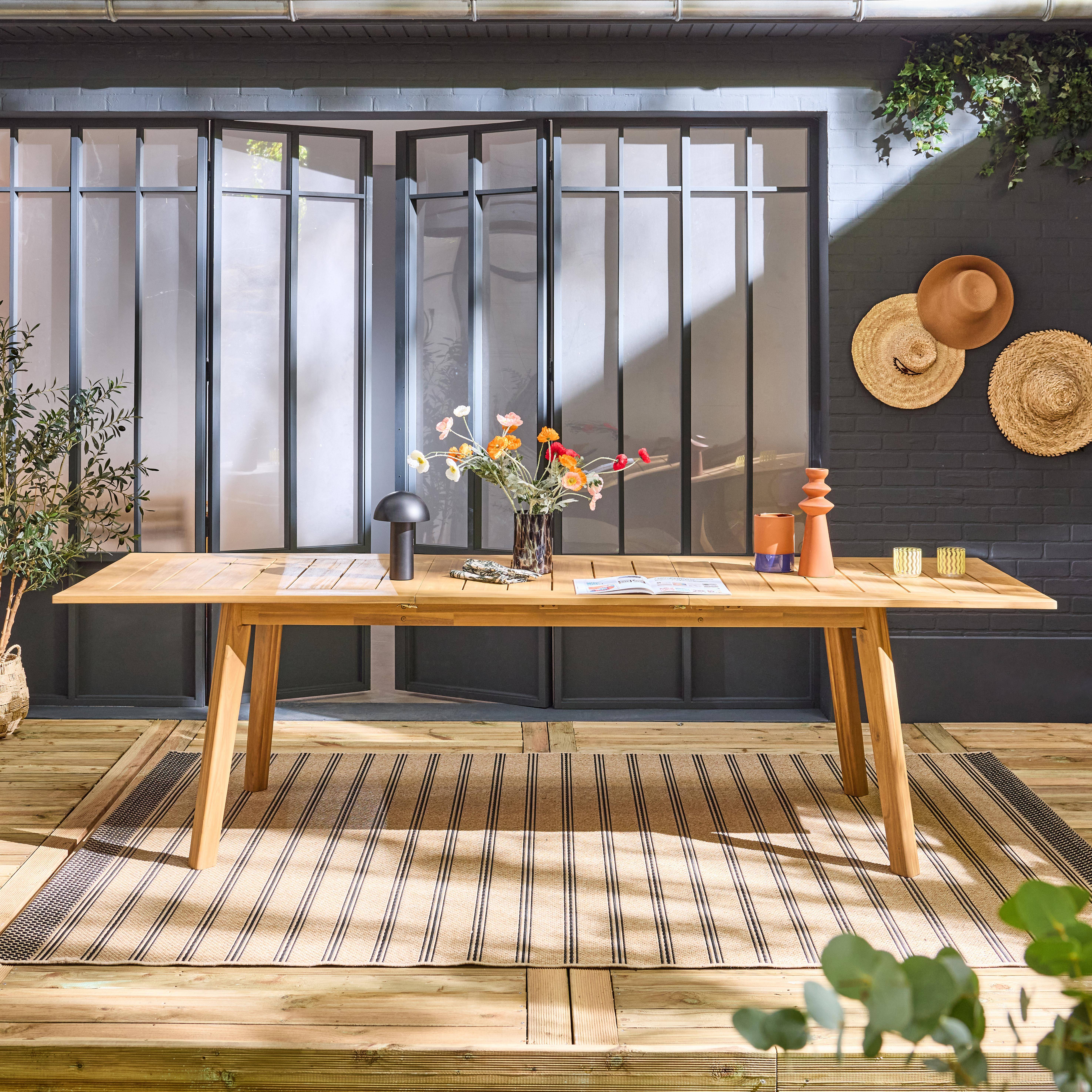 10-seater acacia wood garden table, Palena, Natural, 275x100x75 cm Photo1
