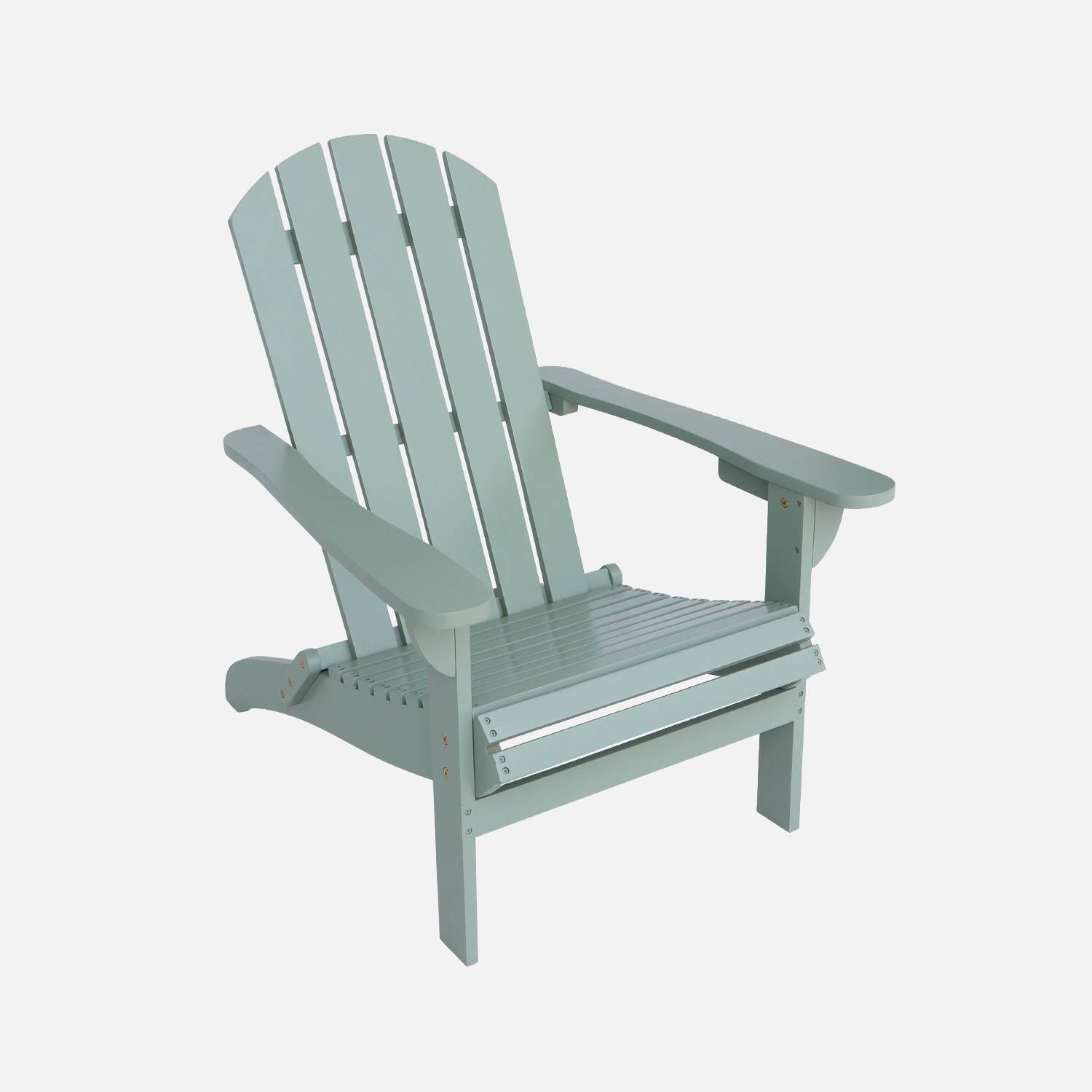 Sillón de madera de acacia con reposabrazos, Verde grisáceo