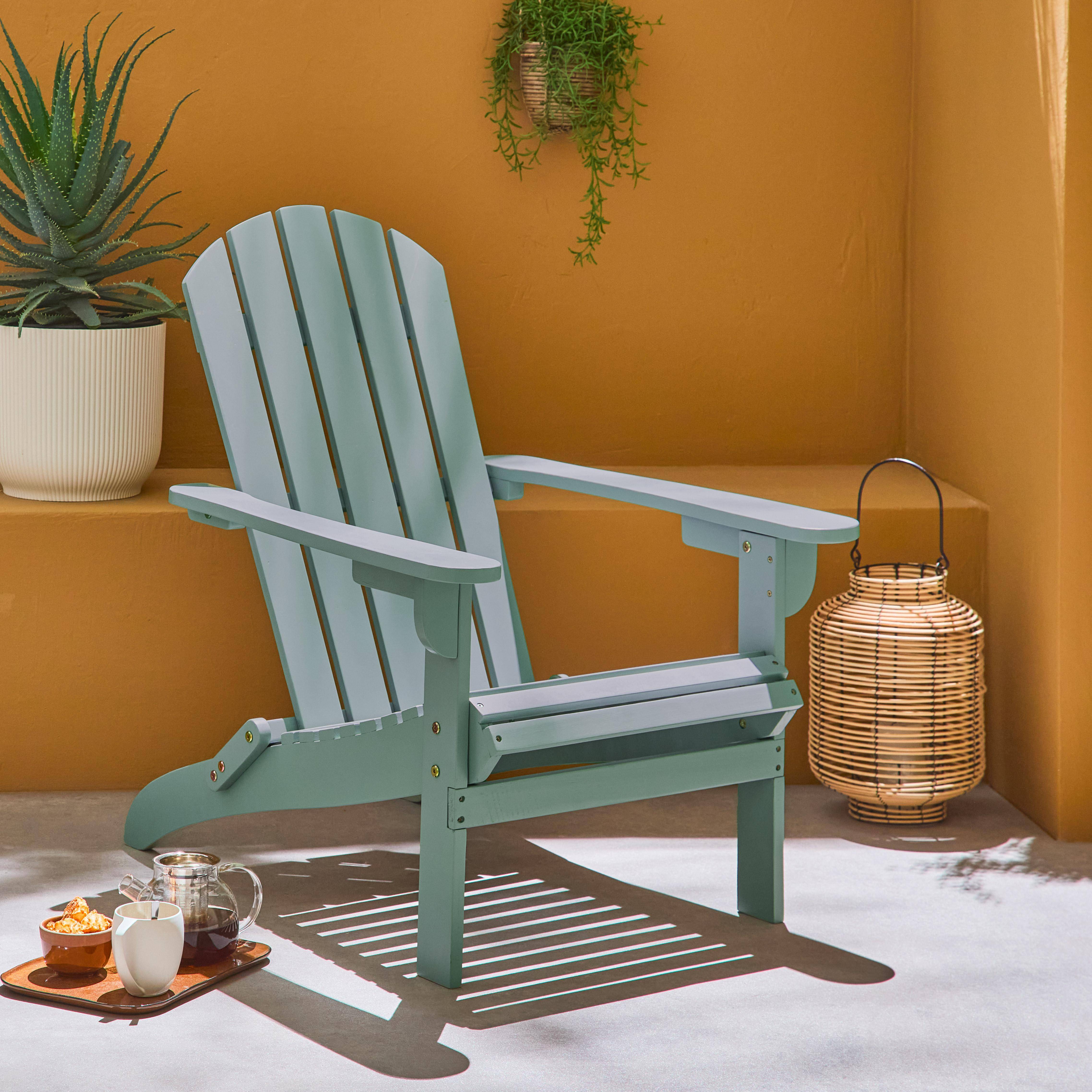 Fauteuil adirondack vert de gris en bois d'acacia avec accoudoirs KERINA, plusieurs coloris, 90 x 71 x 91,5 cm Photo1