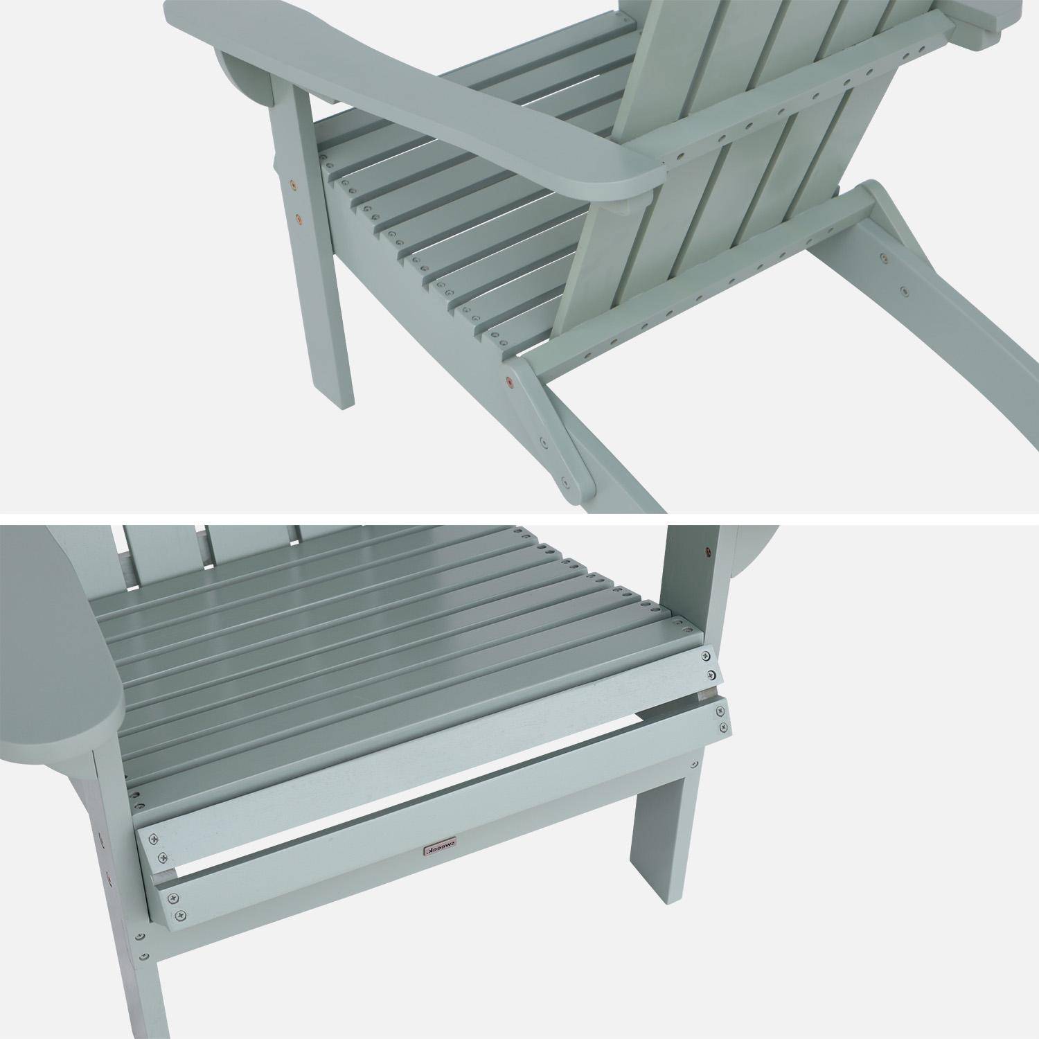 Fauteuil adirondack vert de gris en bois d'acacia avec accoudoirs KERINA, plusieurs coloris, 90 x 71 x 91,5 cm Photo6
