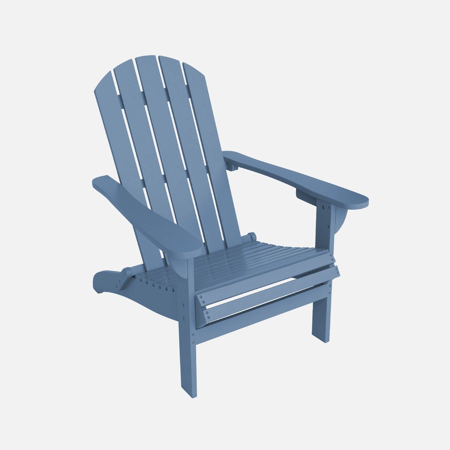 Sillón de madera de acacia con reposabrazos, Azul