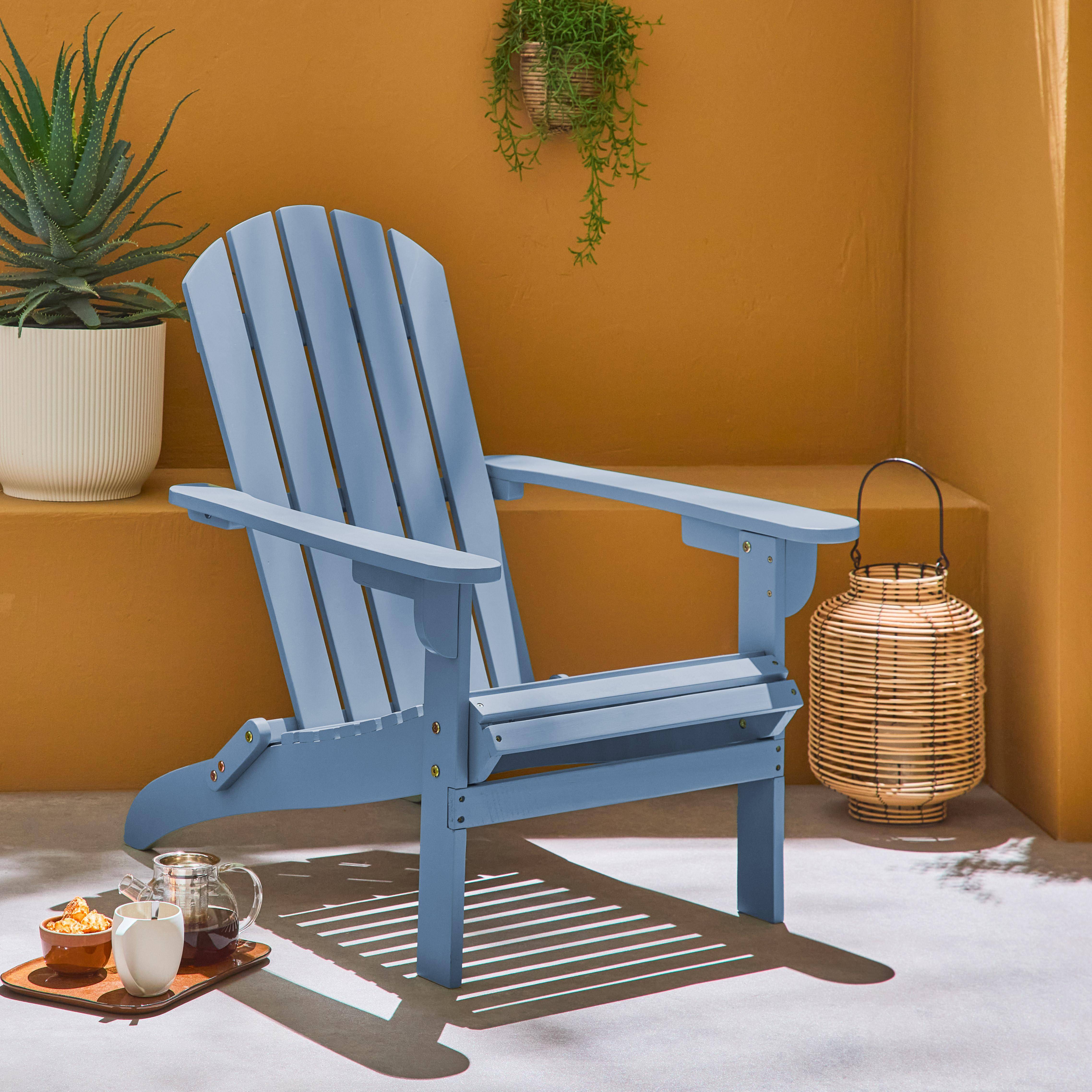 Fauteuil adirondack bleu en bois d'acacia avec accoudoirs KERINA, plusieurs coloris, 90 x 71 x 91,5 cm Photo1