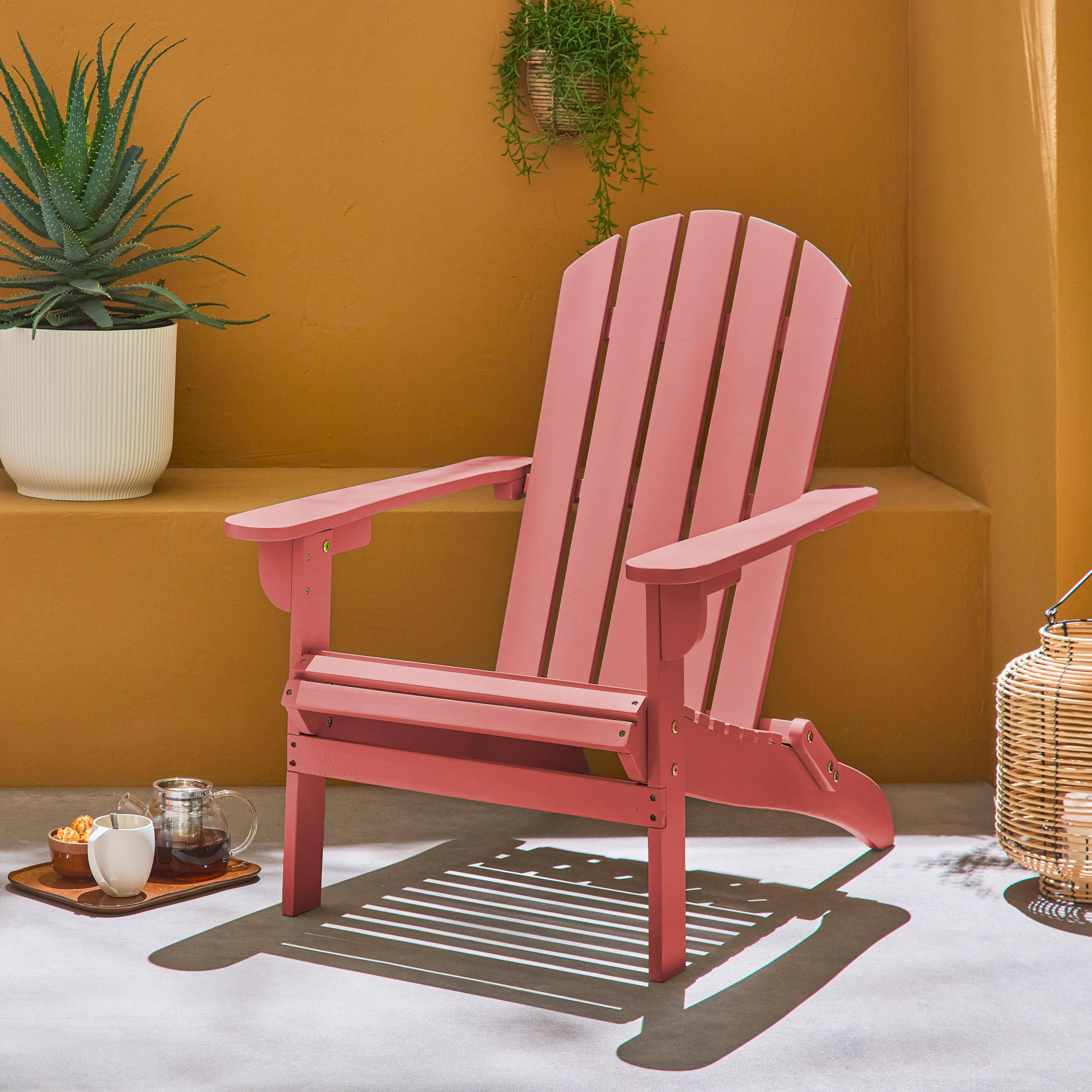 Fauteuil adirondack terracotta en bois d'acacia avec accoudoirs KERINA, plusieurs coloris, 90 x 71 x 91,5 cm Photo2