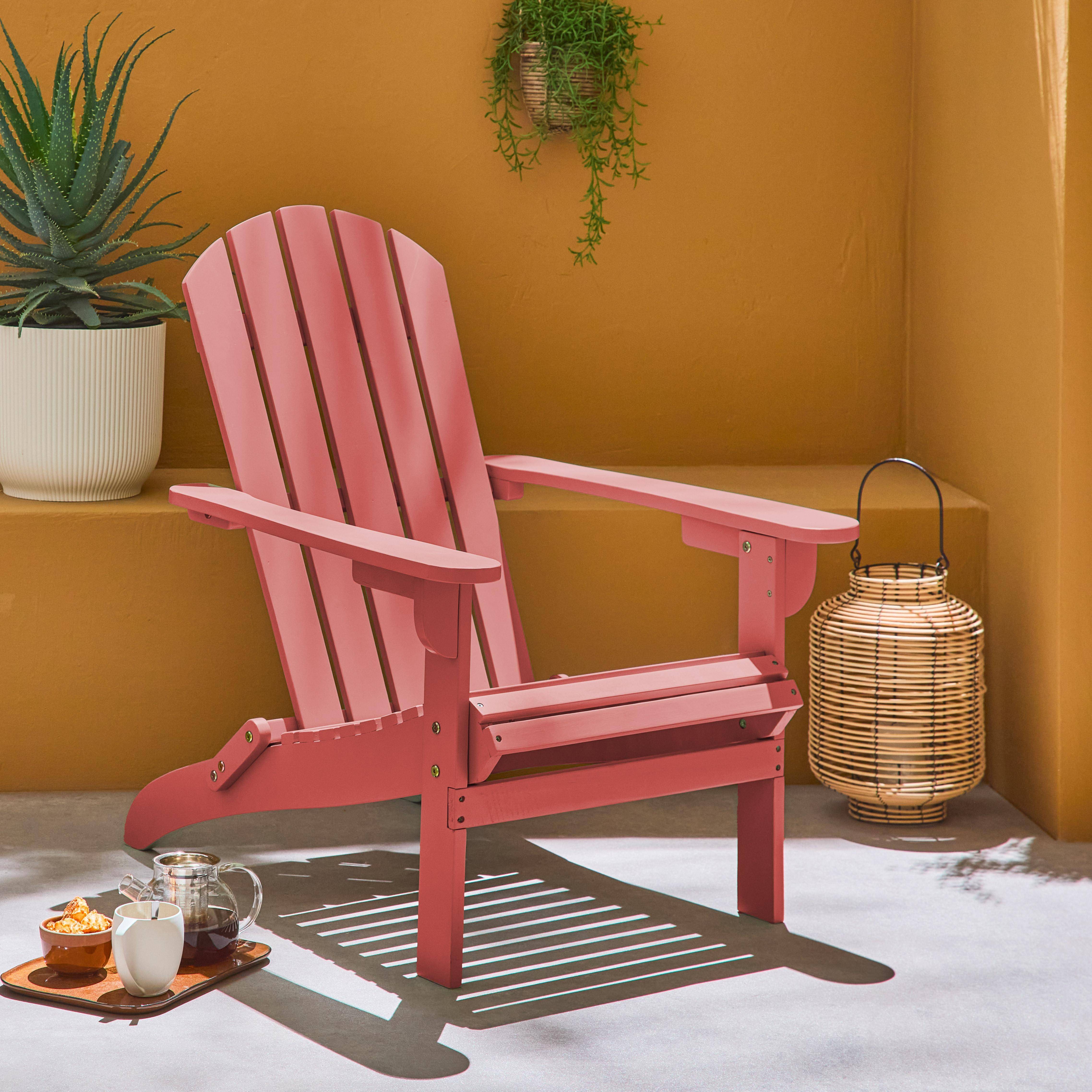 Fauteuil adirondack terracotta en bois d'acacia avec accoudoirs KERINA, plusieurs coloris, 90 x 71 x 91,5 cm Photo1