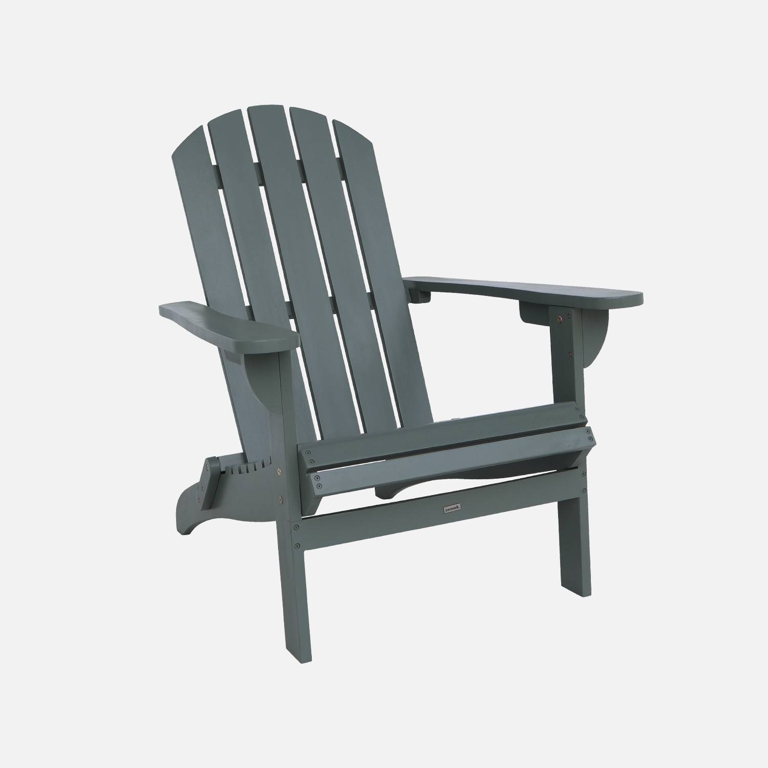 Sillón de madera de acacia con reposabrazos, Verde kaki