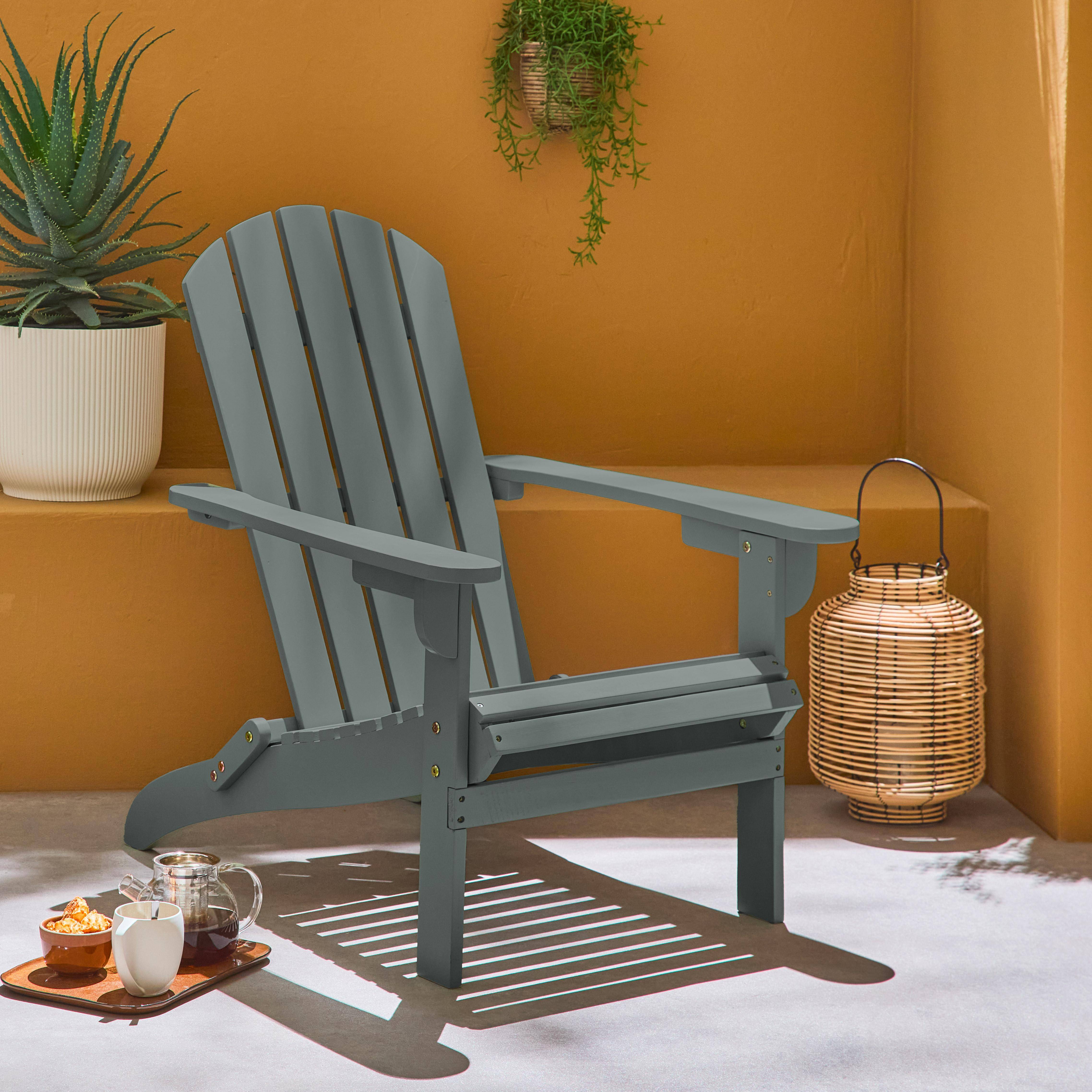 Fauteuil adirondack kaki en bois d'acacia avec accoudoirs KERINA, plusieurs coloris, 90 x 71 x 91,5 cm Photo1