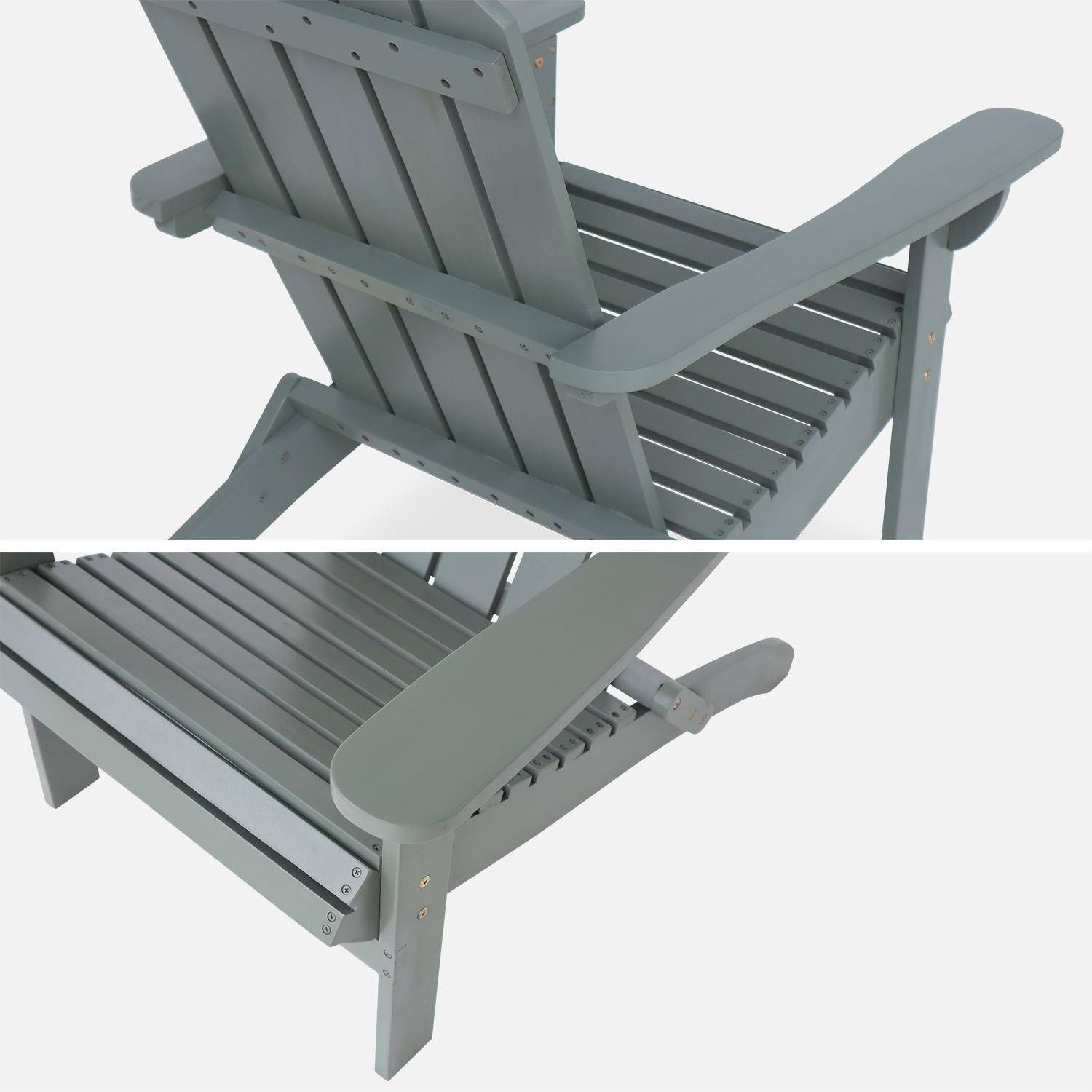 Fauteuil adirondack kaki en bois d'acacia avec accoudoirs KERINA, plusieurs coloris, 90 x 71 x 91,5 cm Photo7