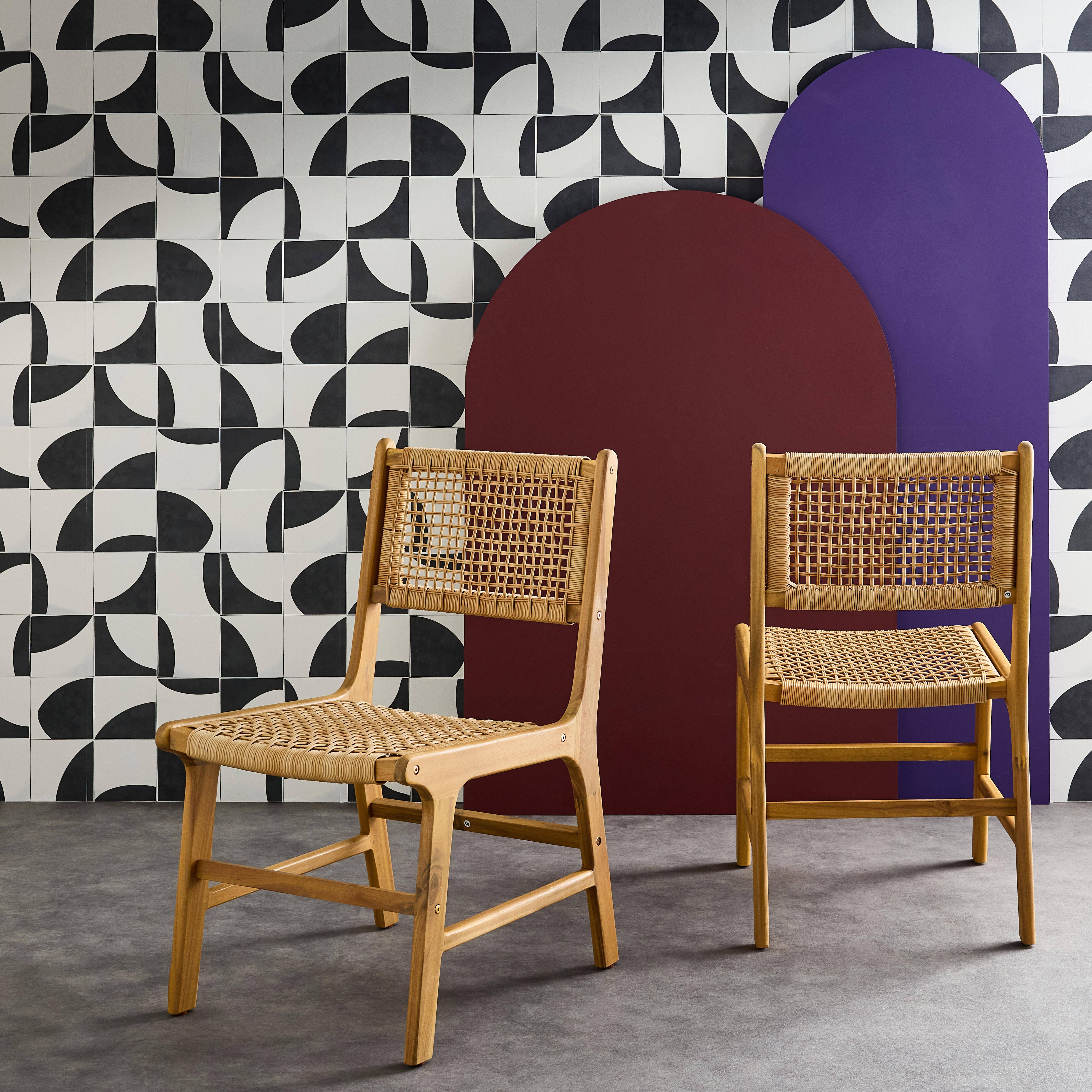 Set van 2 Ocara tuinstoelen, riet en hout, L 61 x 51 x 85cm Photo1
