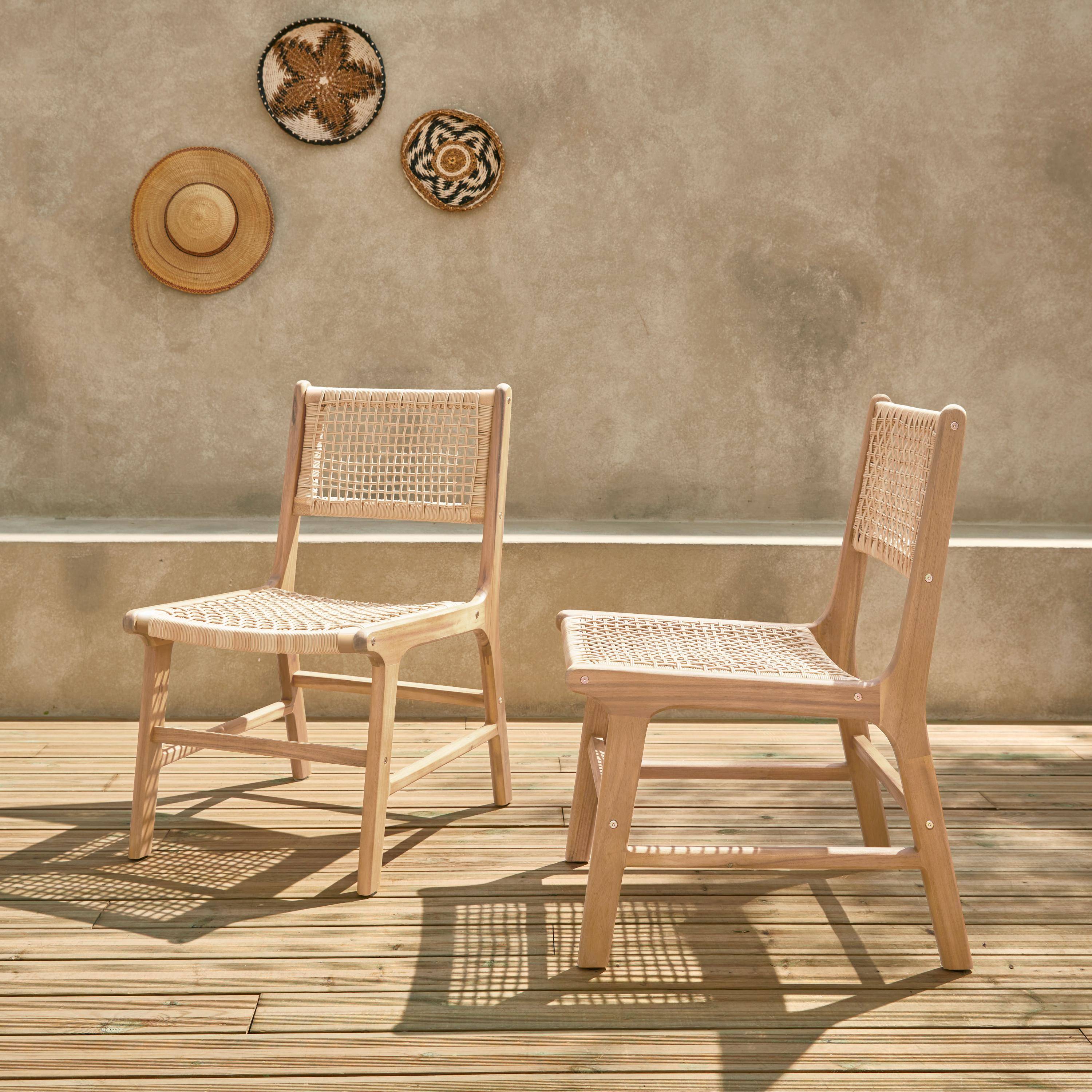 Set van 2 Ocara tuinstoelen, riet en hout, L 61 x 51 x 85cm Photo2