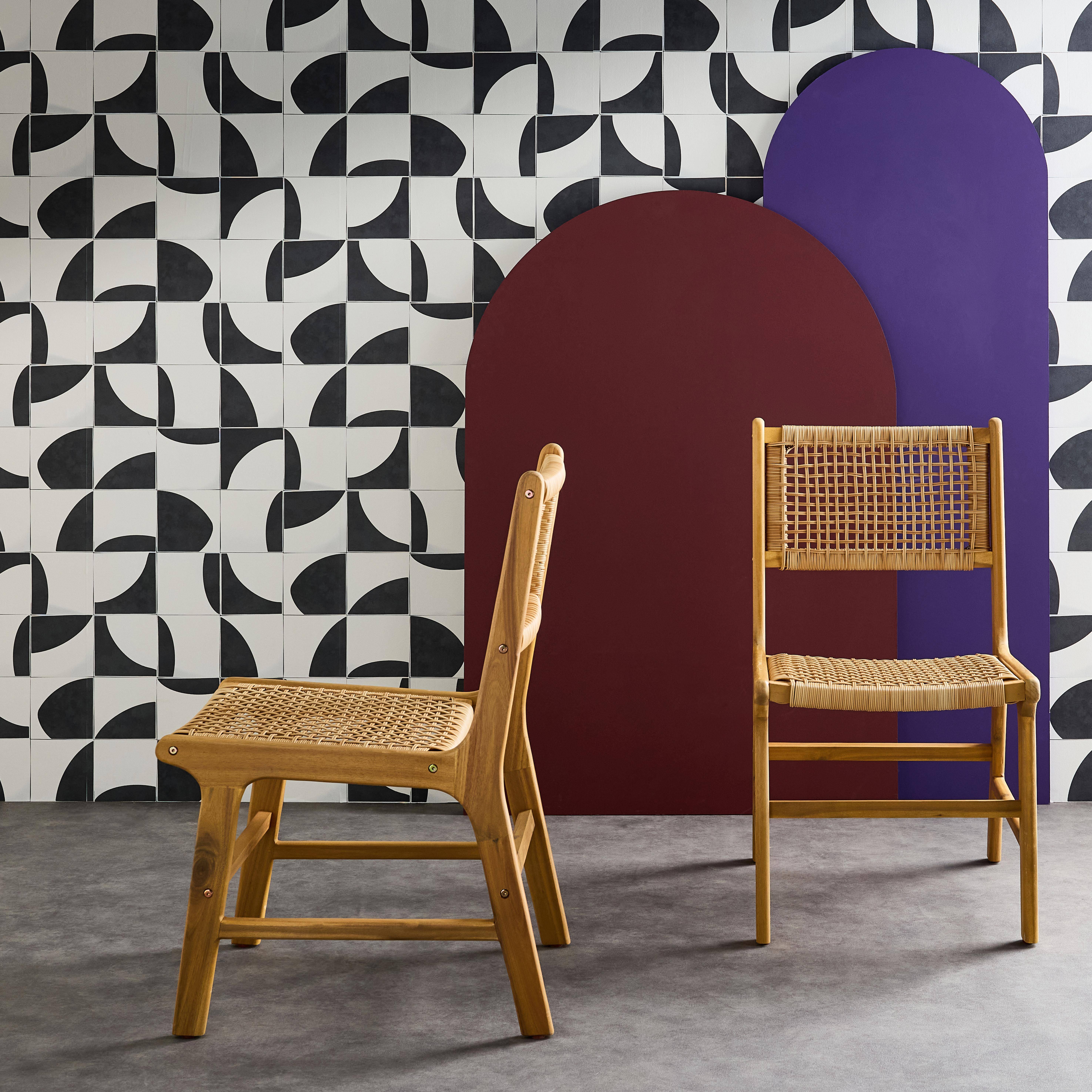 Set van 2 Ocara tuinstoelen, riet en hout, L 61 x 51 x 85cm Photo3