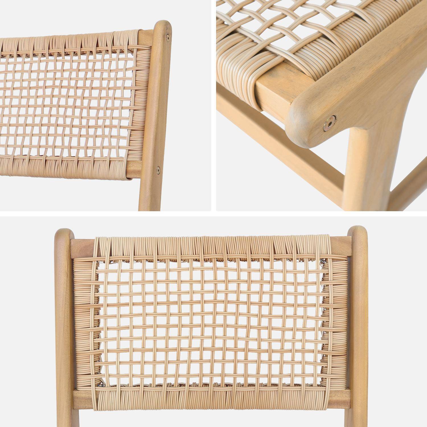 Lot de 4 chaises de jardin Ocara, cannage et bois, L 61 x 51 x 85cm Photo3