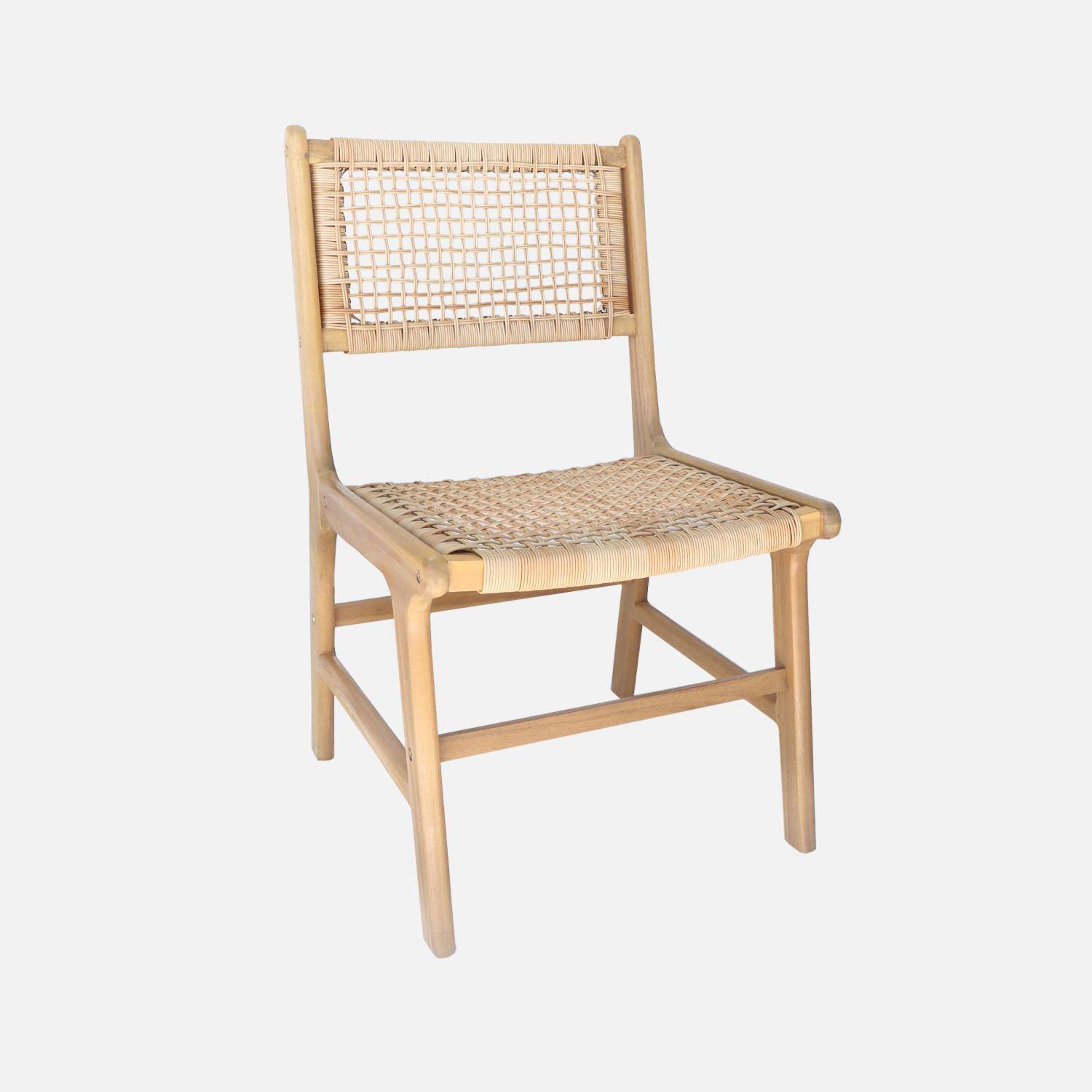 Lot de 4 chaises de jardin Ocara, cannage et bois, L 61 x 51 x 85cm Photo2