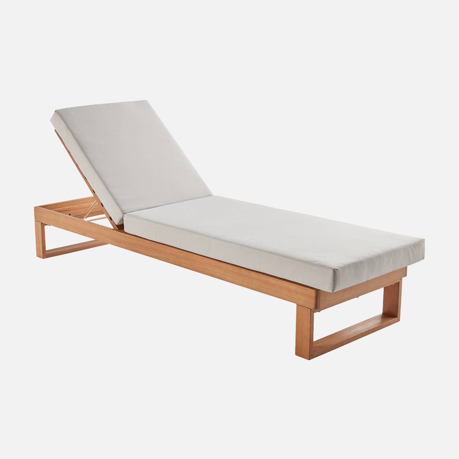 Bain de soleil en bois d'eucalyptus multi positions beige