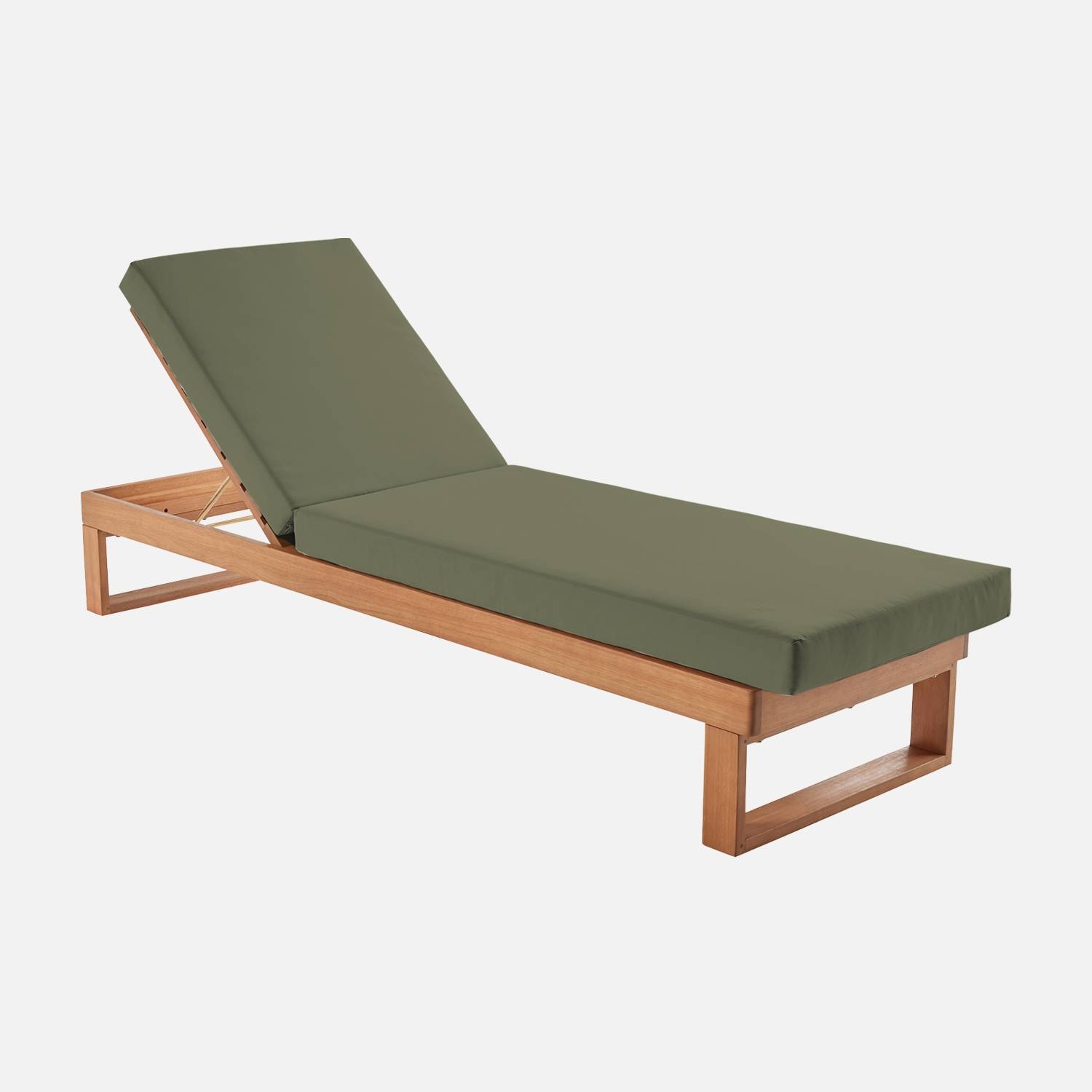 Bain de soleil en bois d'eucalyptus multi positions kaki