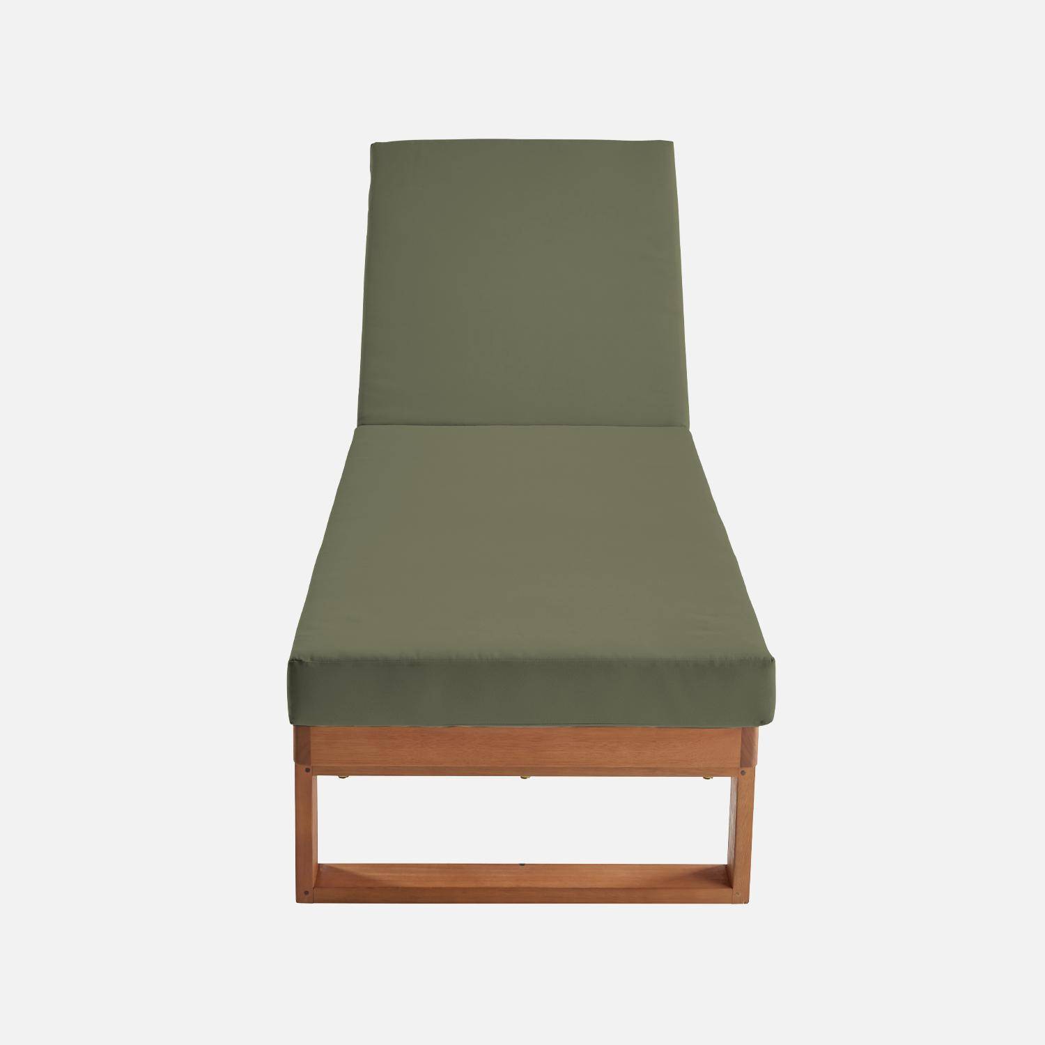 Eucalyptus houten ligbed Pamplona, meerdere posities, kaki polyester doek, 204 x 63 x 11,5 cm Photo4