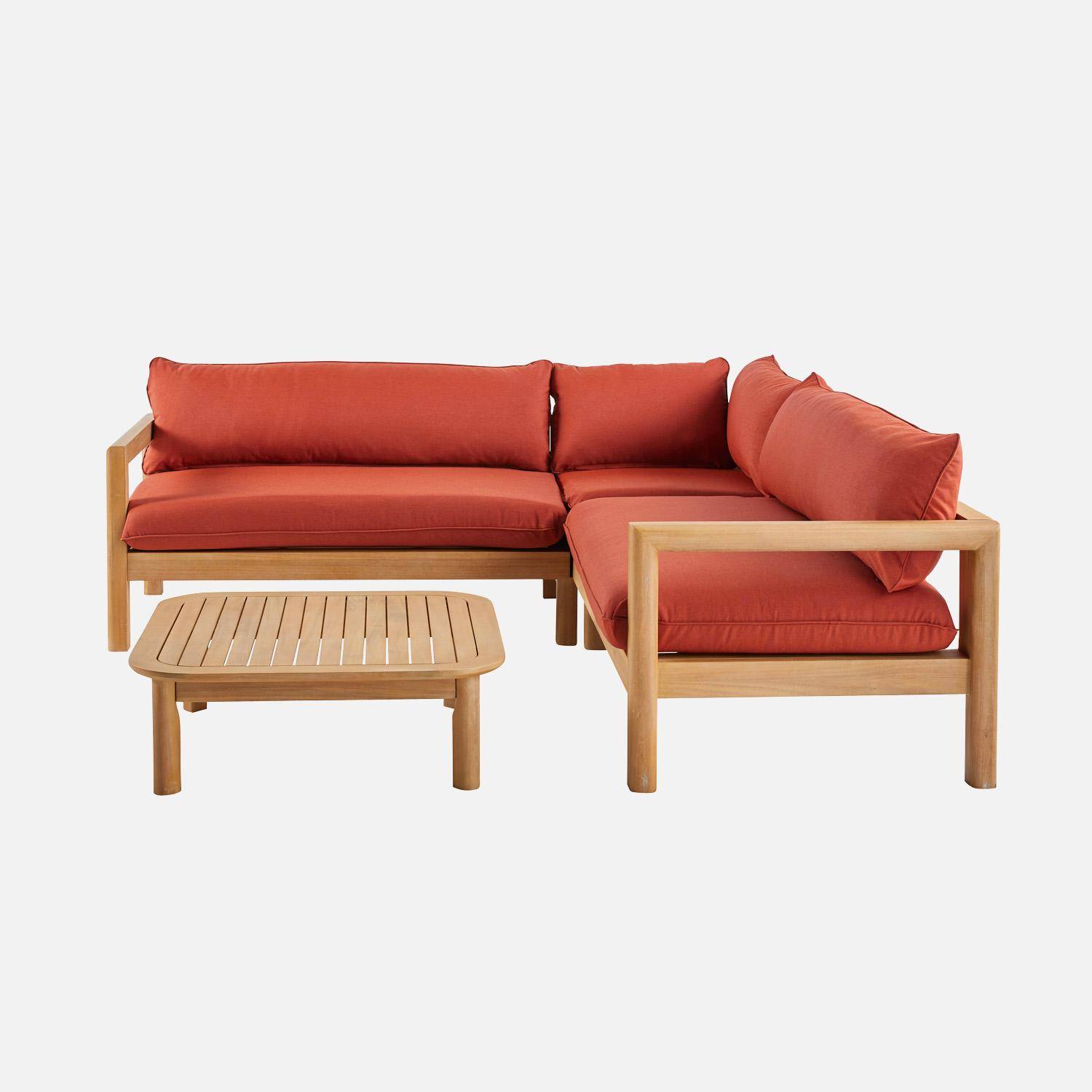 Conjunto de jardín de esquina de madera de acacia, 5 personas, Burgos, Terracotta, 203x80x58 cm,sweeek,Photo7