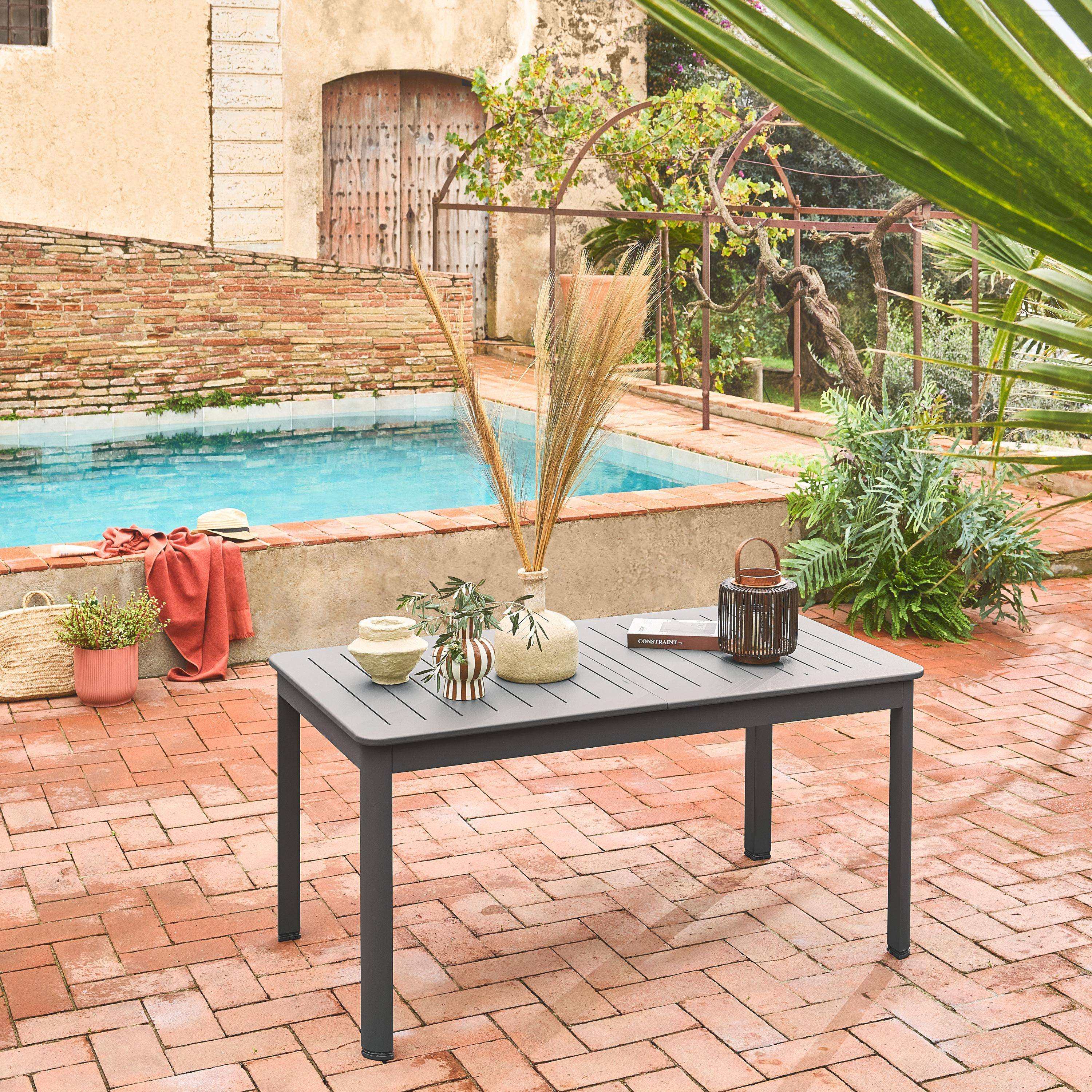 Table de jardin anthracite SEATTLE extensible aluminium, 6 places, 155 / 218,5 x 89 x 75 cm,sweeek,Photo2