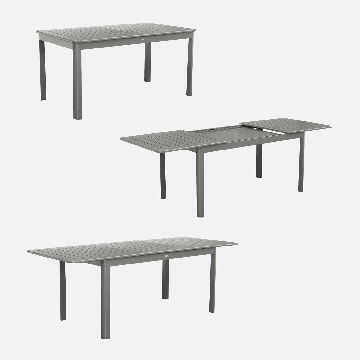 Ausziehbarer Gartentisch aus Aluminium, 6 Plätze, khaki, 155 / 218,5 x 89 x 75 cm - Seattle,sweeek,Photo4