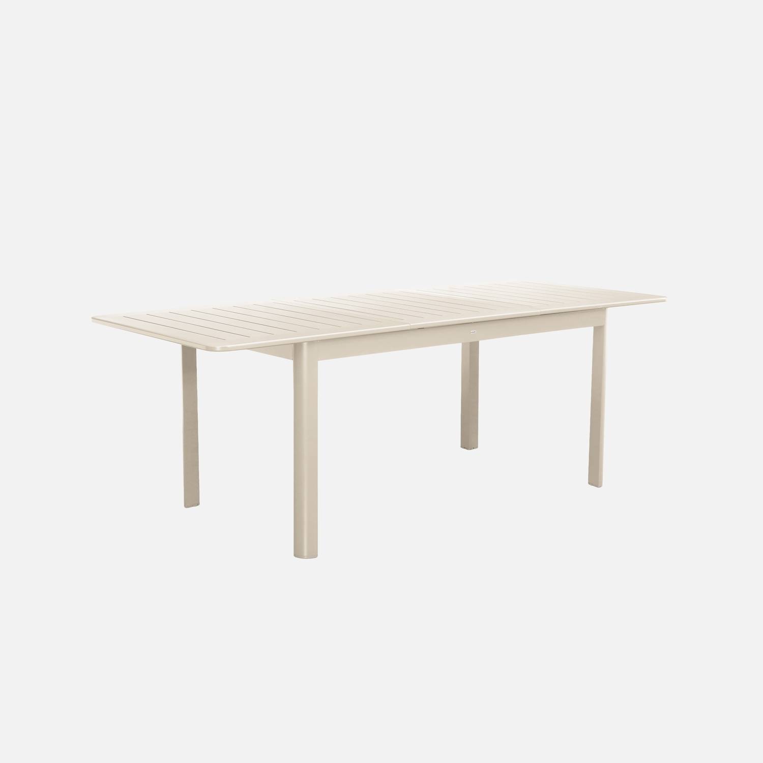 Gartentisch beige aus Aluminium ausziehbar, 6 Plätze
