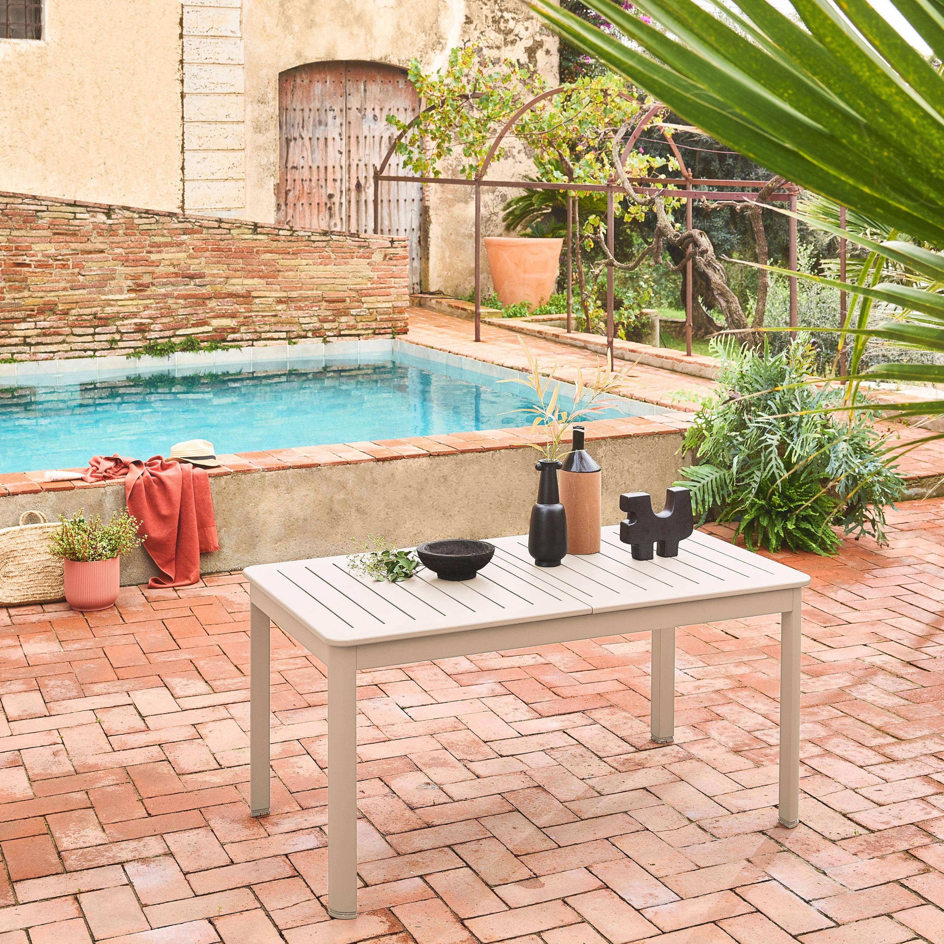 Tavolo da giardino allungabile in alluminio, 6 posti, Seattle, Beige, 218.5x89x75 cm Photo2