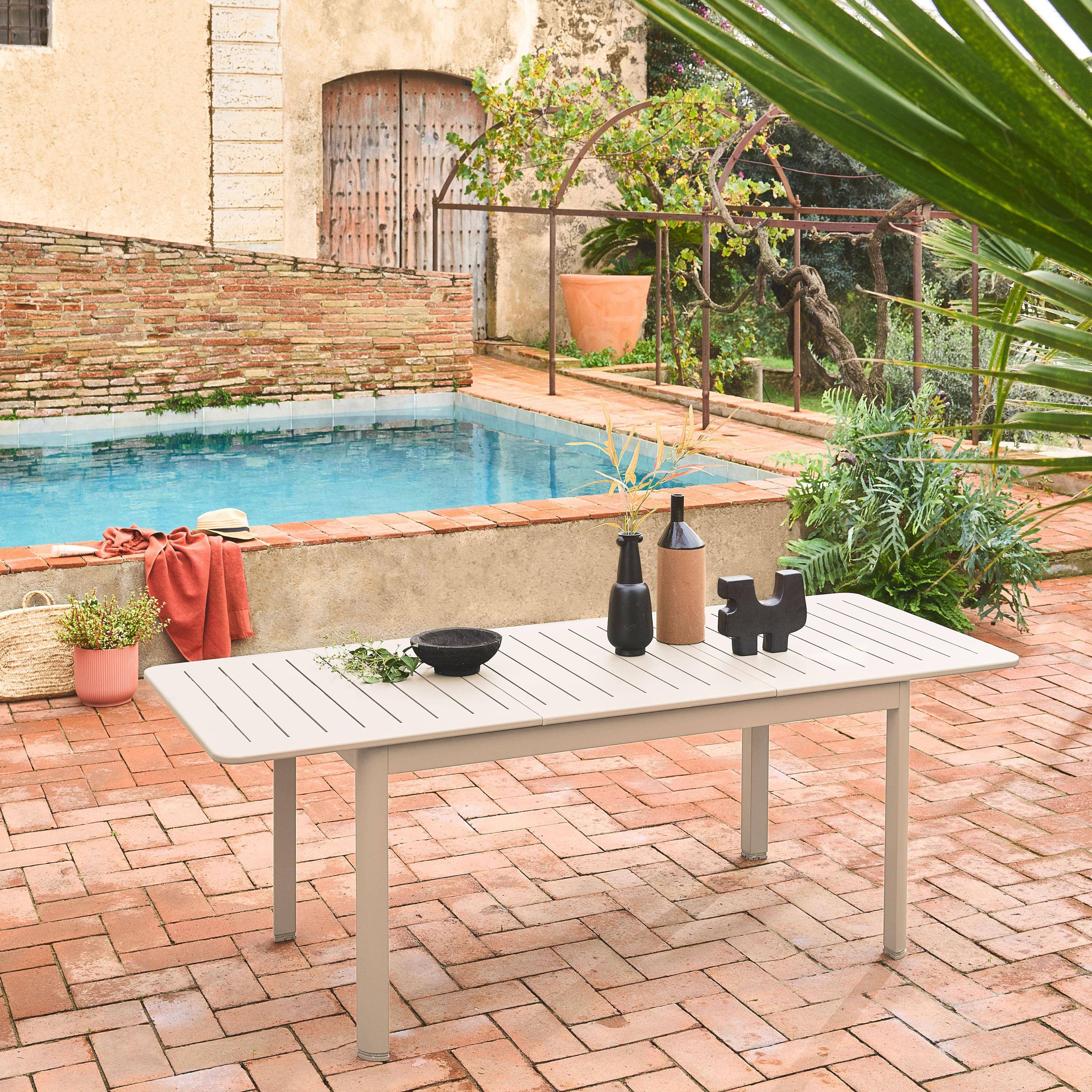 Tavolo da giardino allungabile in alluminio, 6 posti, Seattle, Beige, 218.5x89x75 cm Photo1