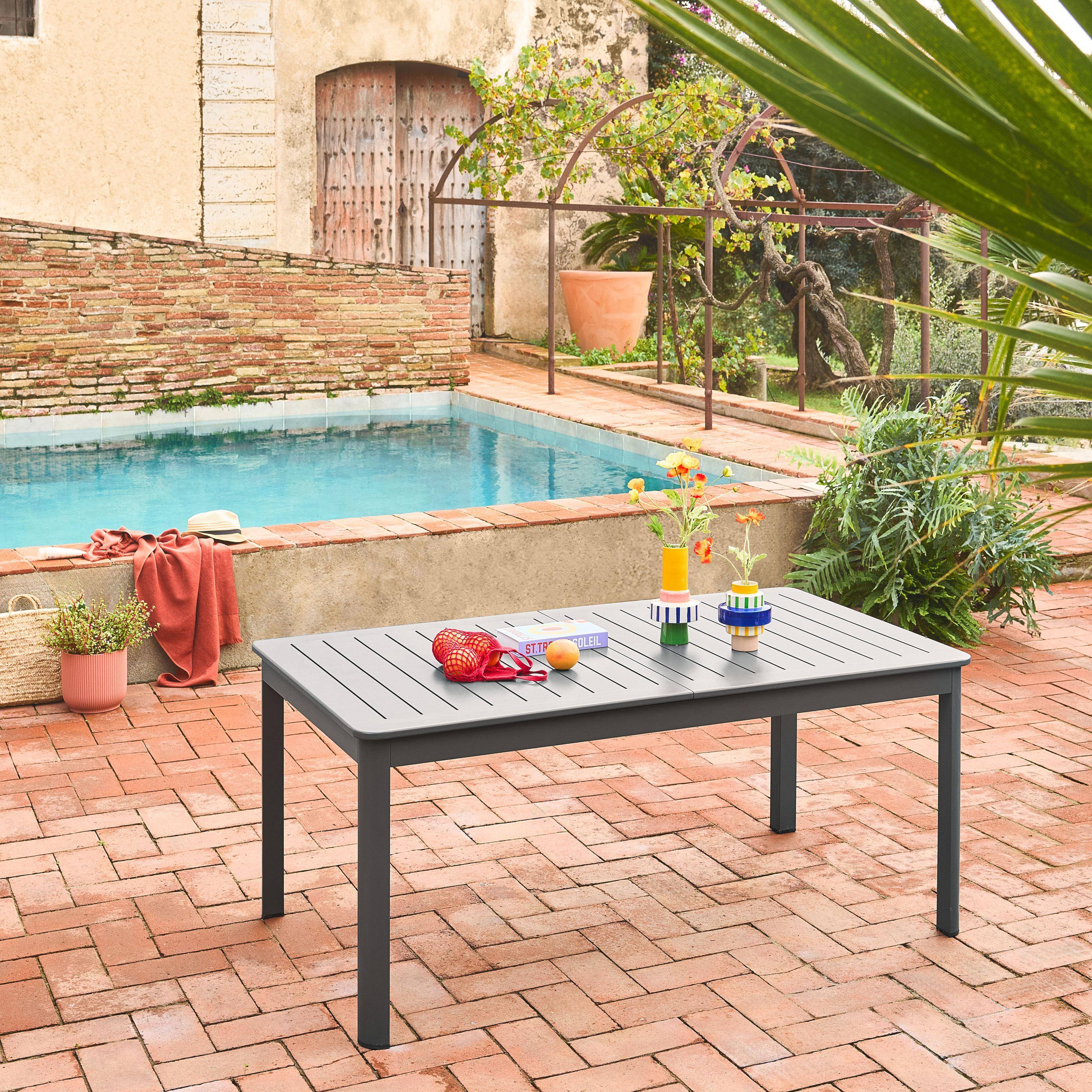 Table de jardin anthracite SEATTLE extensible aluminium, 8 places, 173 / 236,5 x 100 x 75 cm Photo2
