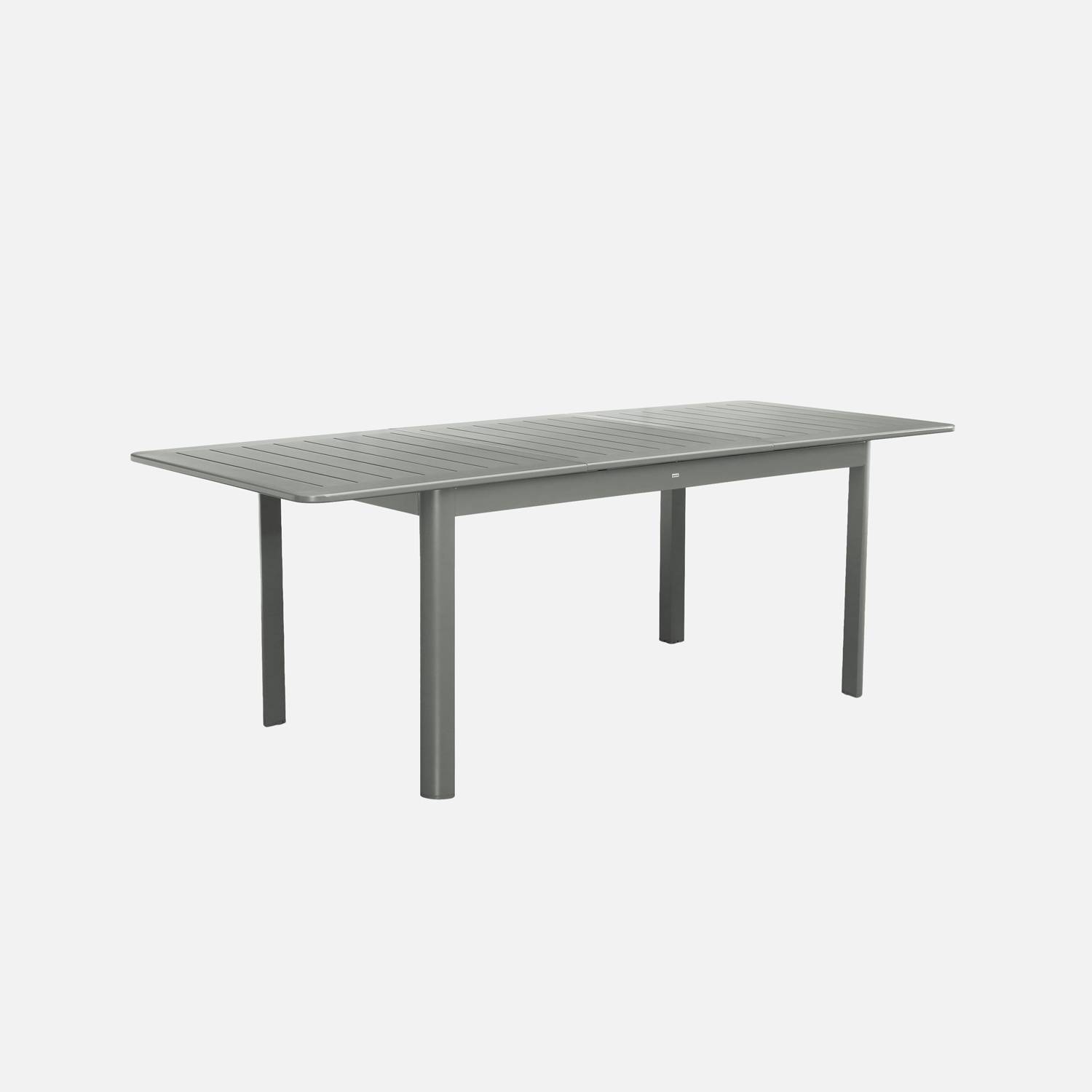 Gartentisch khaki aus Aluminium ausziehbar, 8 Plätze