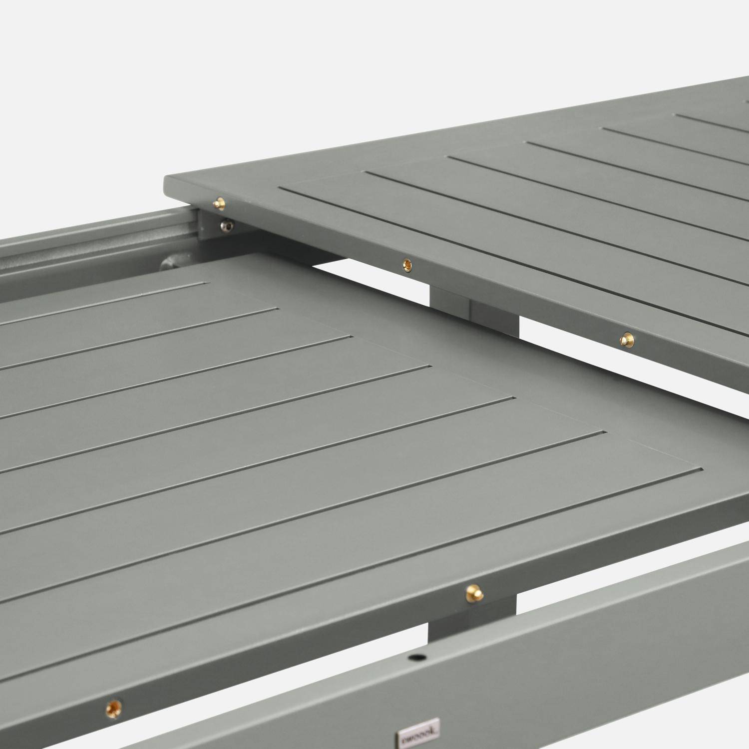 Mesa de jardín extensible de aluminio de 8 plazas, Seattle, Verde kaki, 236.5x100x75 cm Photo6