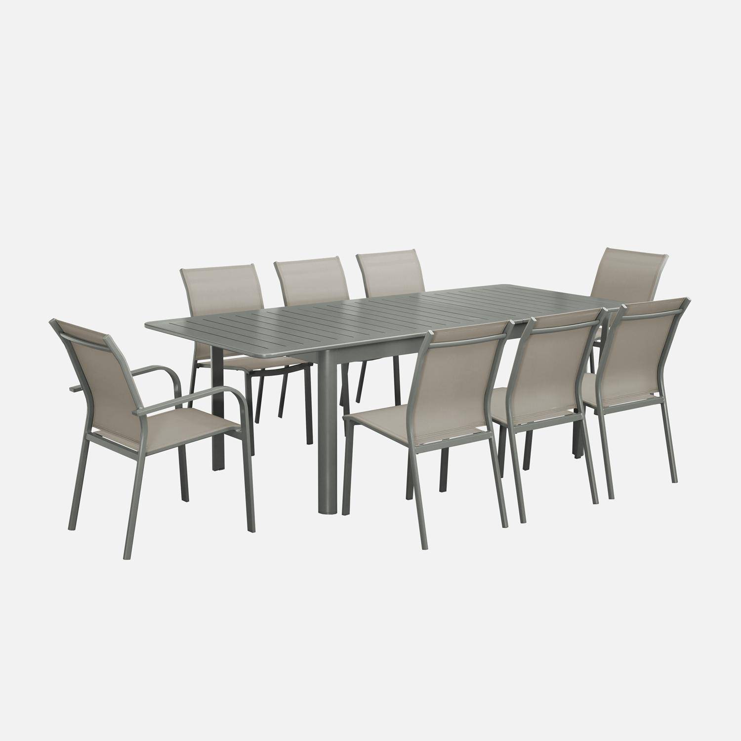 Mesa de jardín extensible de aluminio de 8 plazas, Seattle, Verde kaki, 236.5x100x75 cm Photo7