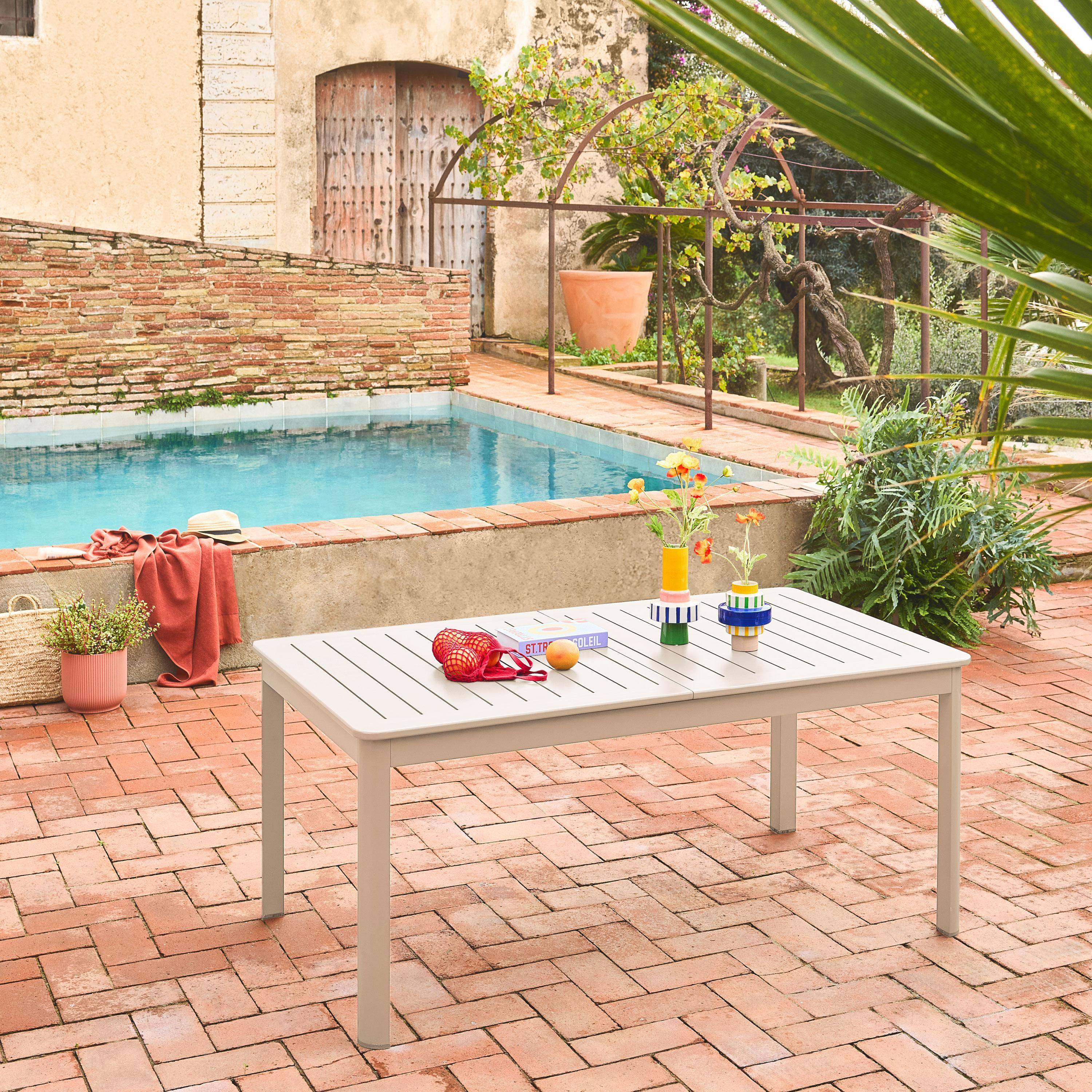 Mesa de jardín extensible de aluminio de 8 plazas, Seattle, Beige, 236.5x100x75 cm Photo2