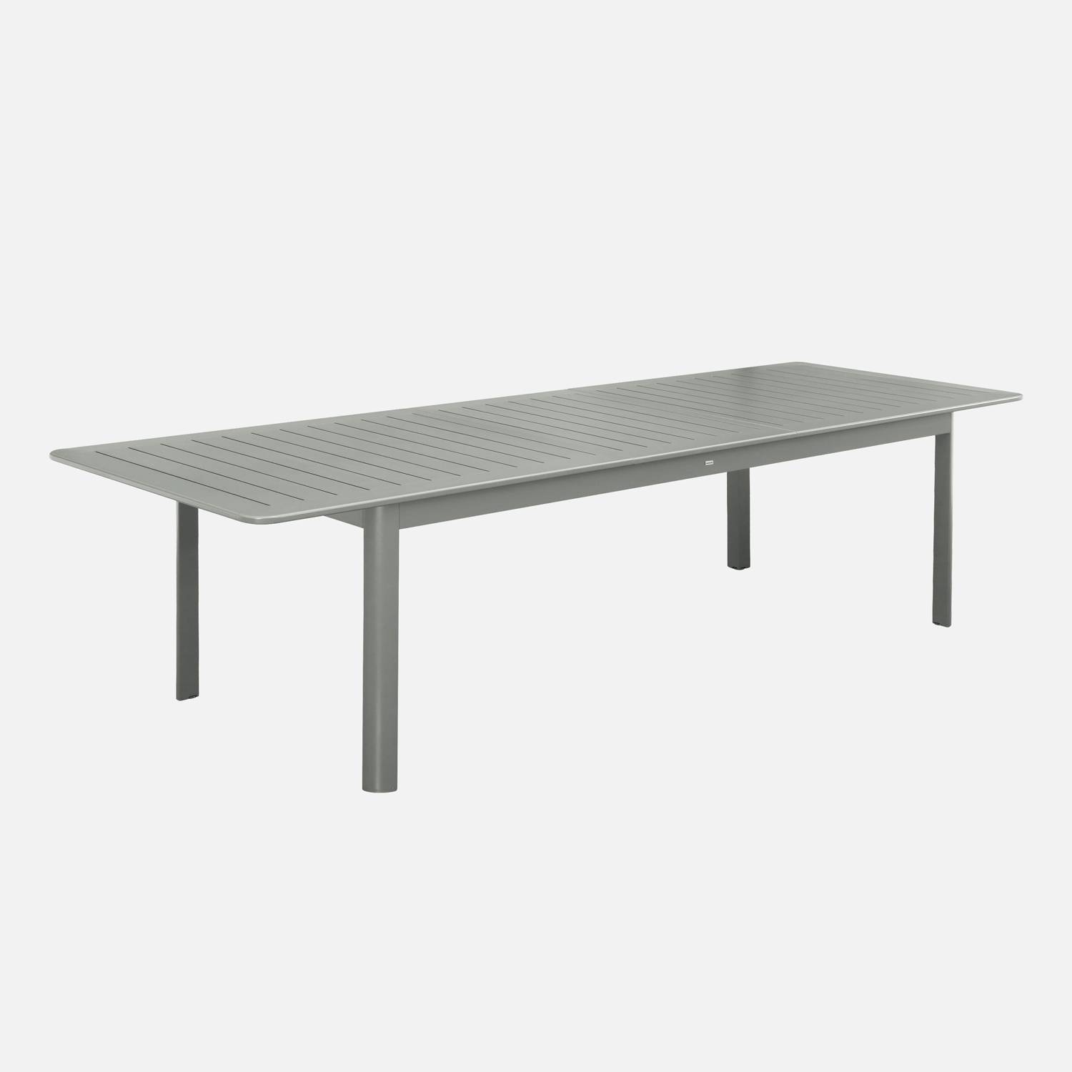 Gartentisch khaki aus Aluminium ausziehbar, 10 Plätze