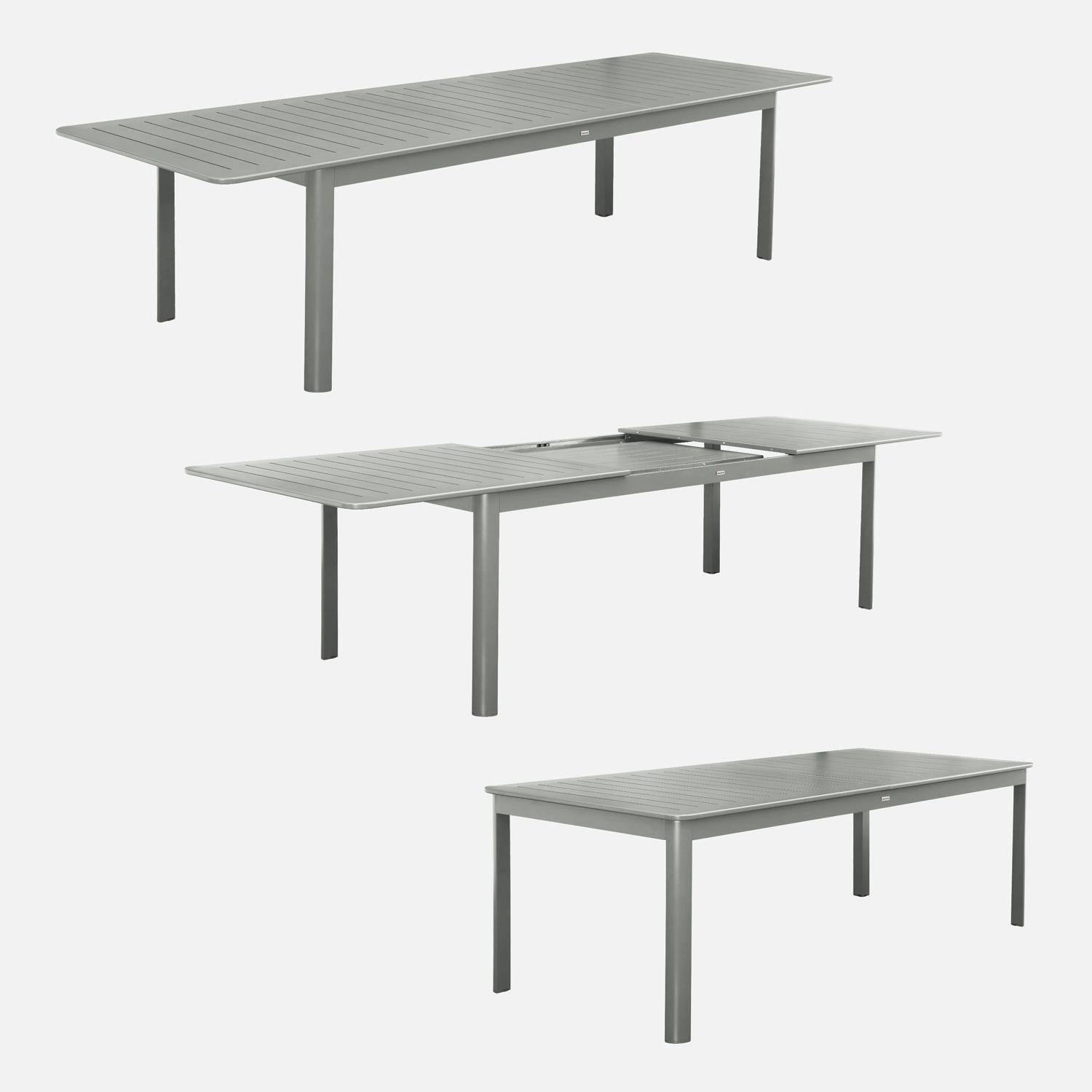 Table de jardin kaki SEATTLE extensible aluminium, 10 places, 227 / 290 x 100 x 75 cm Photo3