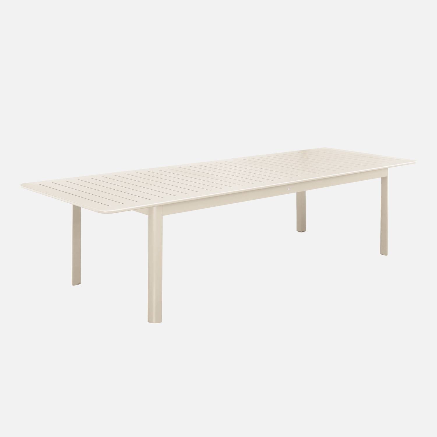 Gartentisch beige aus Aluminium ausziehbar, 10 Plätze