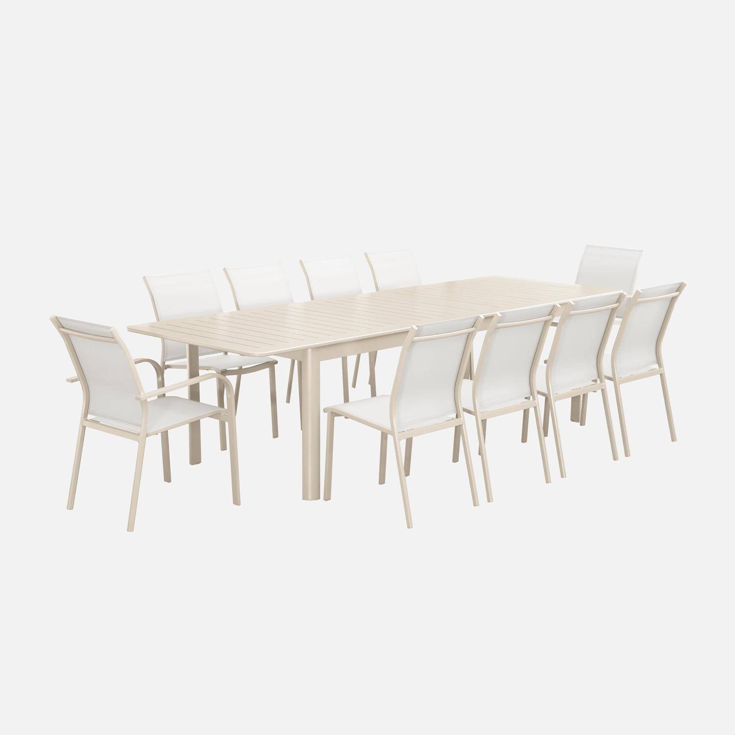 Ausziehbarer Gartentisch aus Aluminium, 10 Plätze, beige, 227 / 290 x 100 x 75 cm - Seattle,sweeek,Photo5