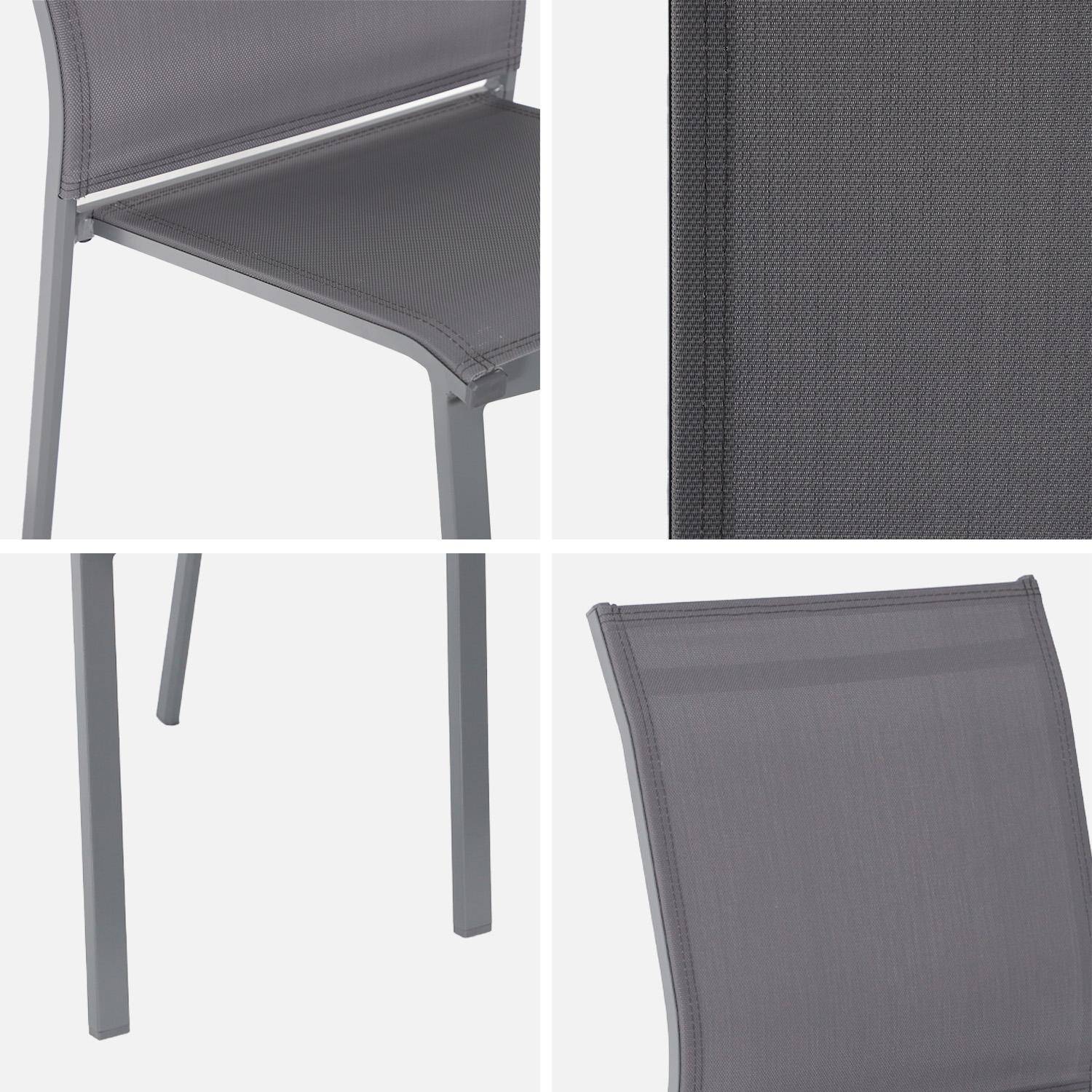 Lot de 2 chaises de jardin CLEVELAND empilables aluminium et textilene anthracite, 64,5 x 45,5 x 89,5 cm Photo4