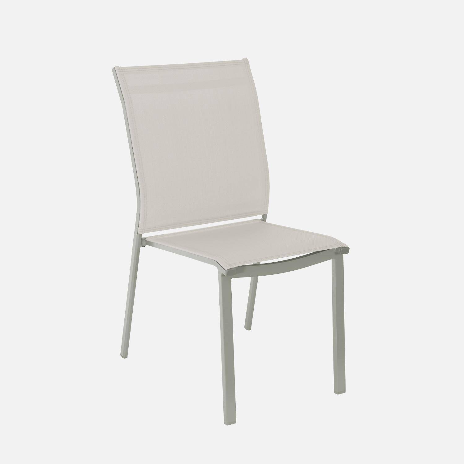 Silla de jardín apilable de aluminio y textilene, set de 2, Cleveland, Verde kaki, 64.5x45.5x89.5 cm Photo3