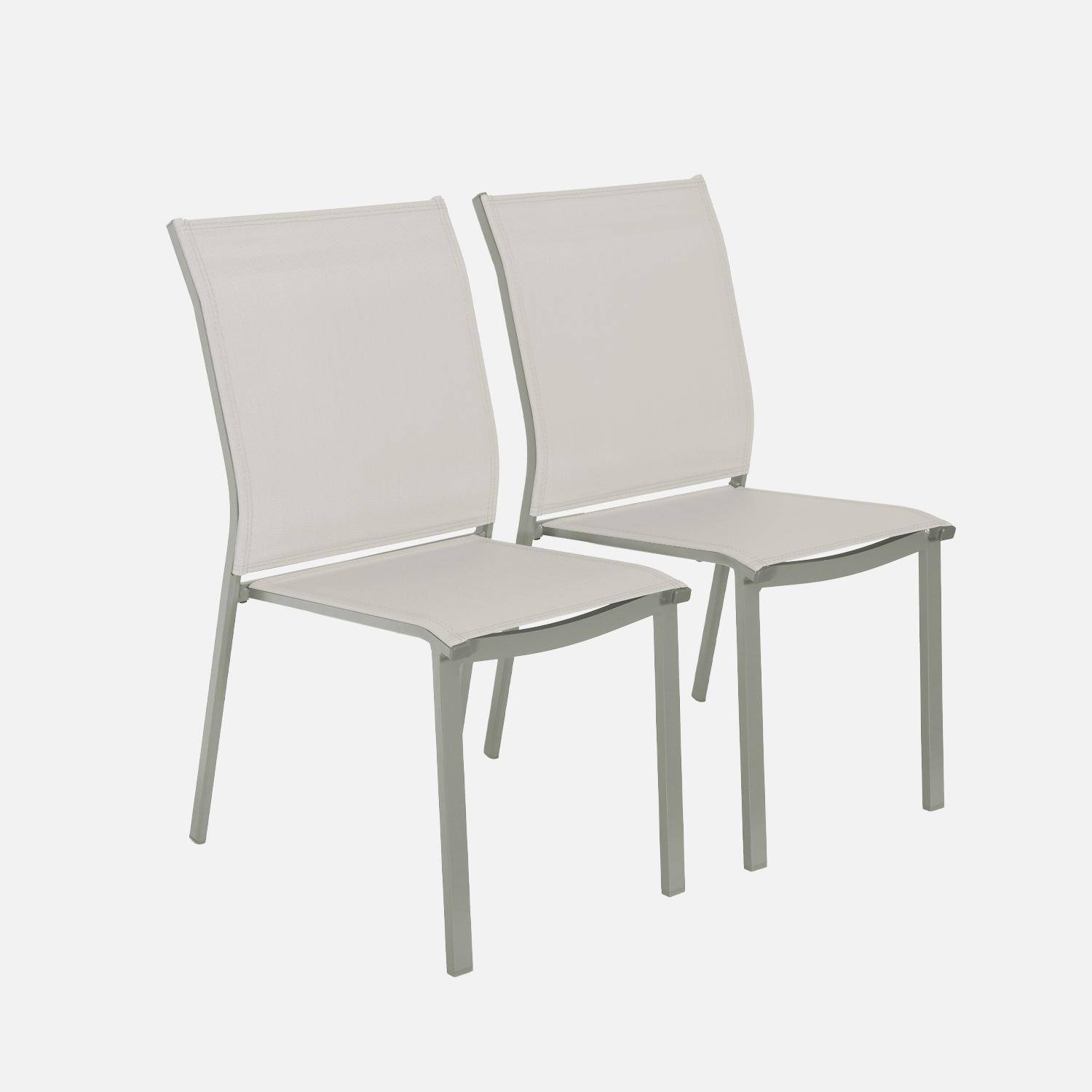 Silla de jardín apilable de aluminio y textilene, set de 2, Cleveland, Verde kaki, 64.5x45.5x89.5 cm Photo2