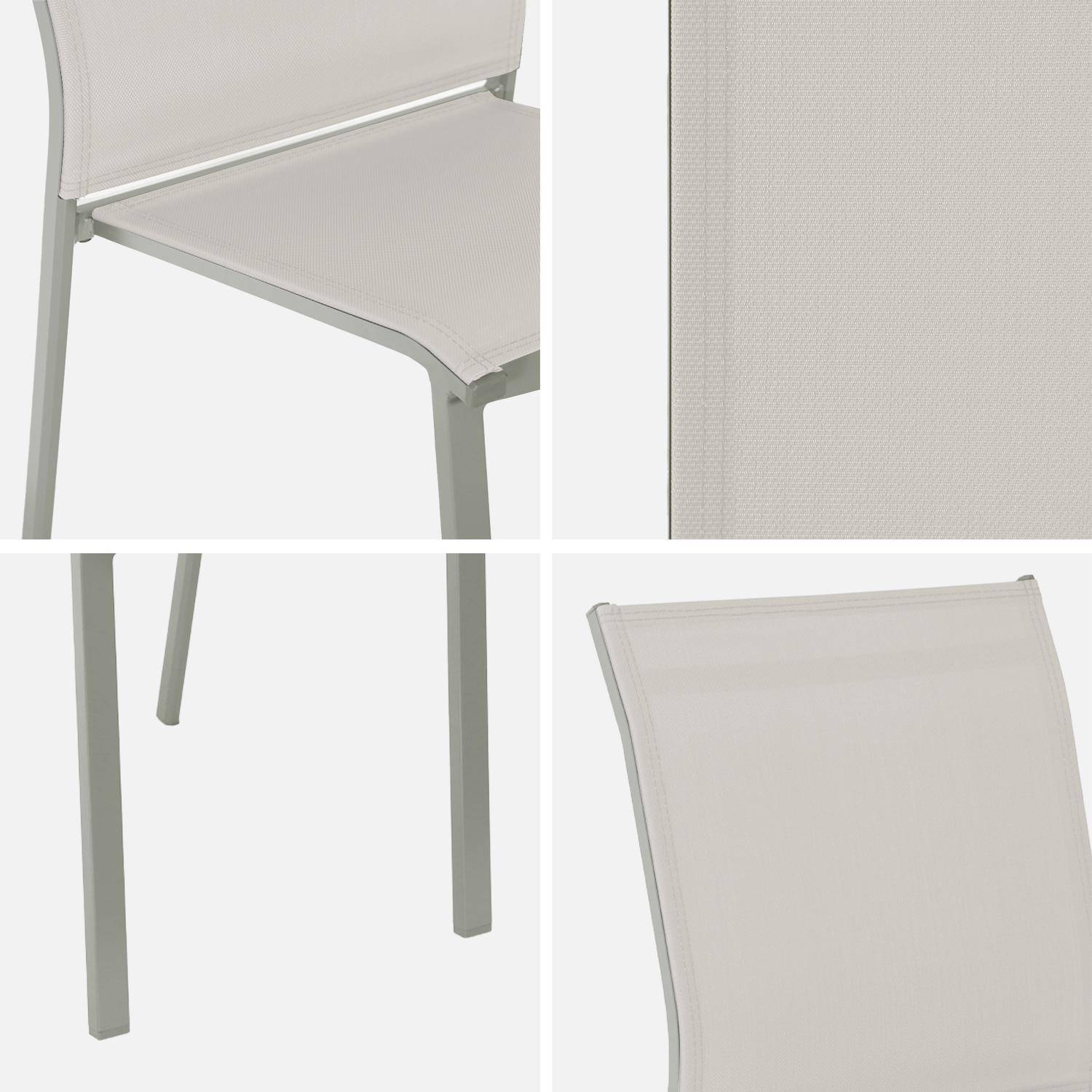 Silla de jardín apilable de aluminio y textilene, set de 2, Cleveland, Verde kaki, 64.5x45.5x89.5 cm Photo5