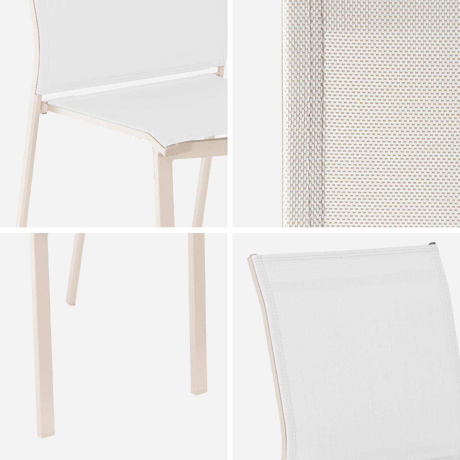Silla de jardín apilable de aluminio y textilene, set de 2, Cleveland, Beige, 64.5x45.5x89.5 cm,sweeek,Photo5