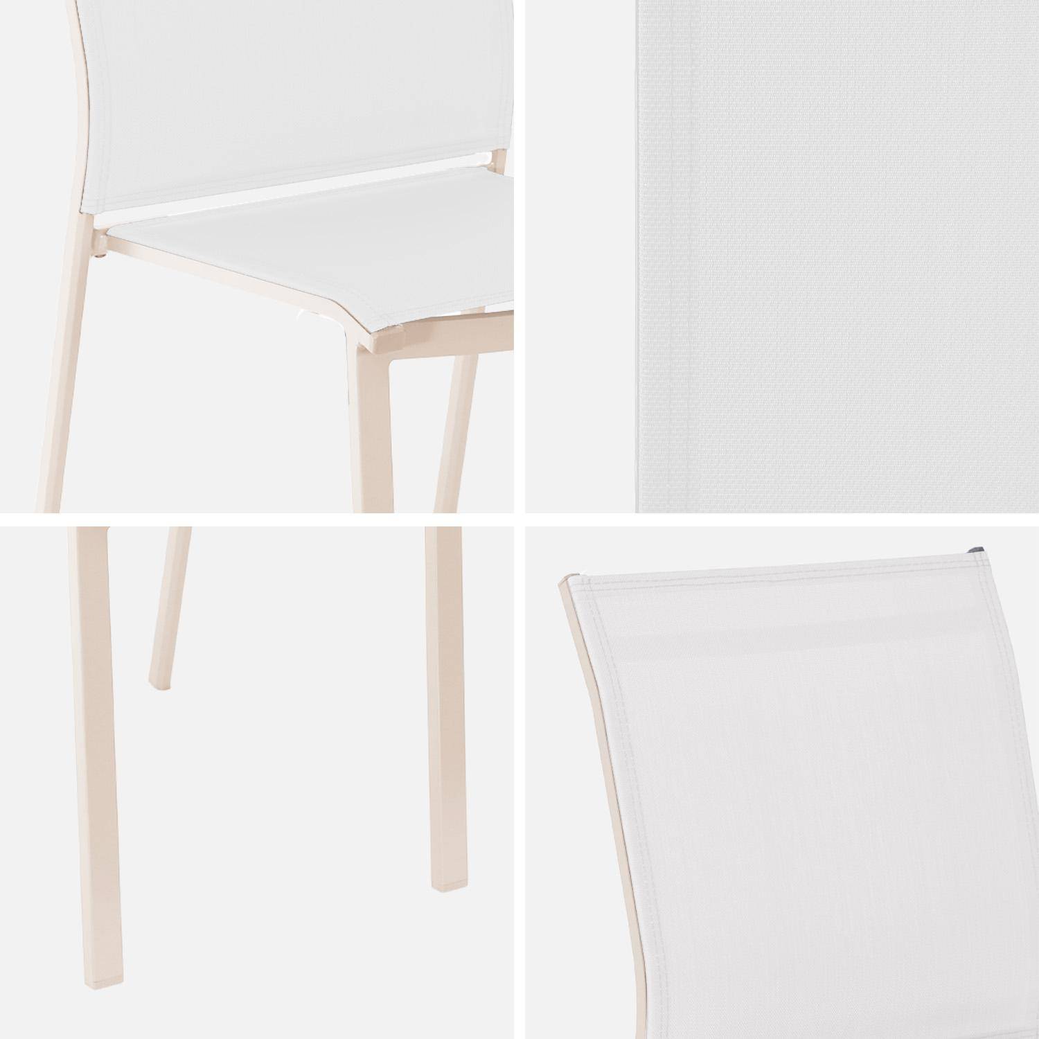 Silla de jardín apilable de aluminio y textilene, set de 2, Cleveland, Beige, 64.5x45.5x89.5 cm,sweeek,Photo5