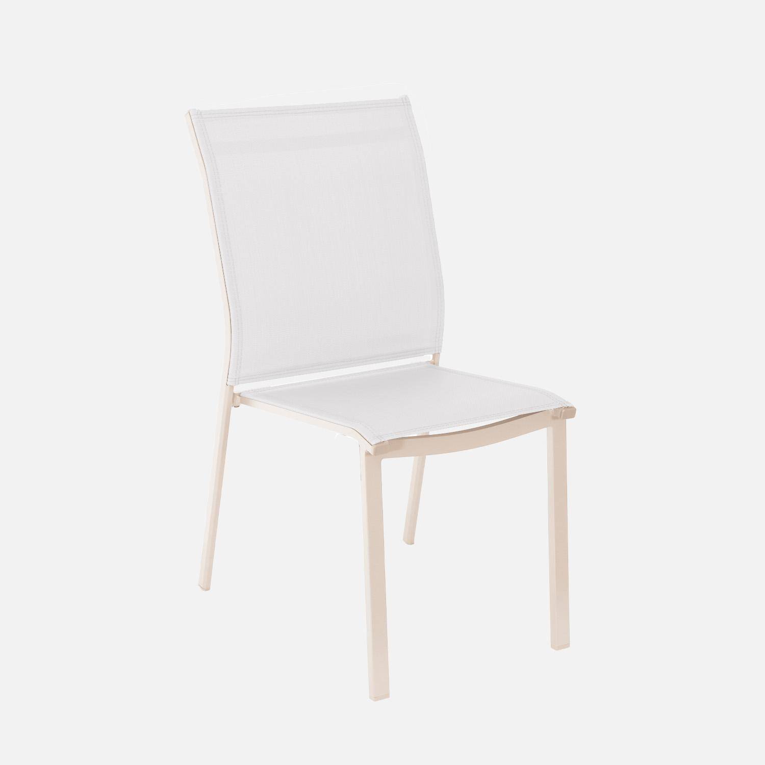 Silla de jardín apilable de aluminio y textilene, set de 2, Cleveland, Beige, 64.5x45.5x89.5 cm,sweeek,Photo3