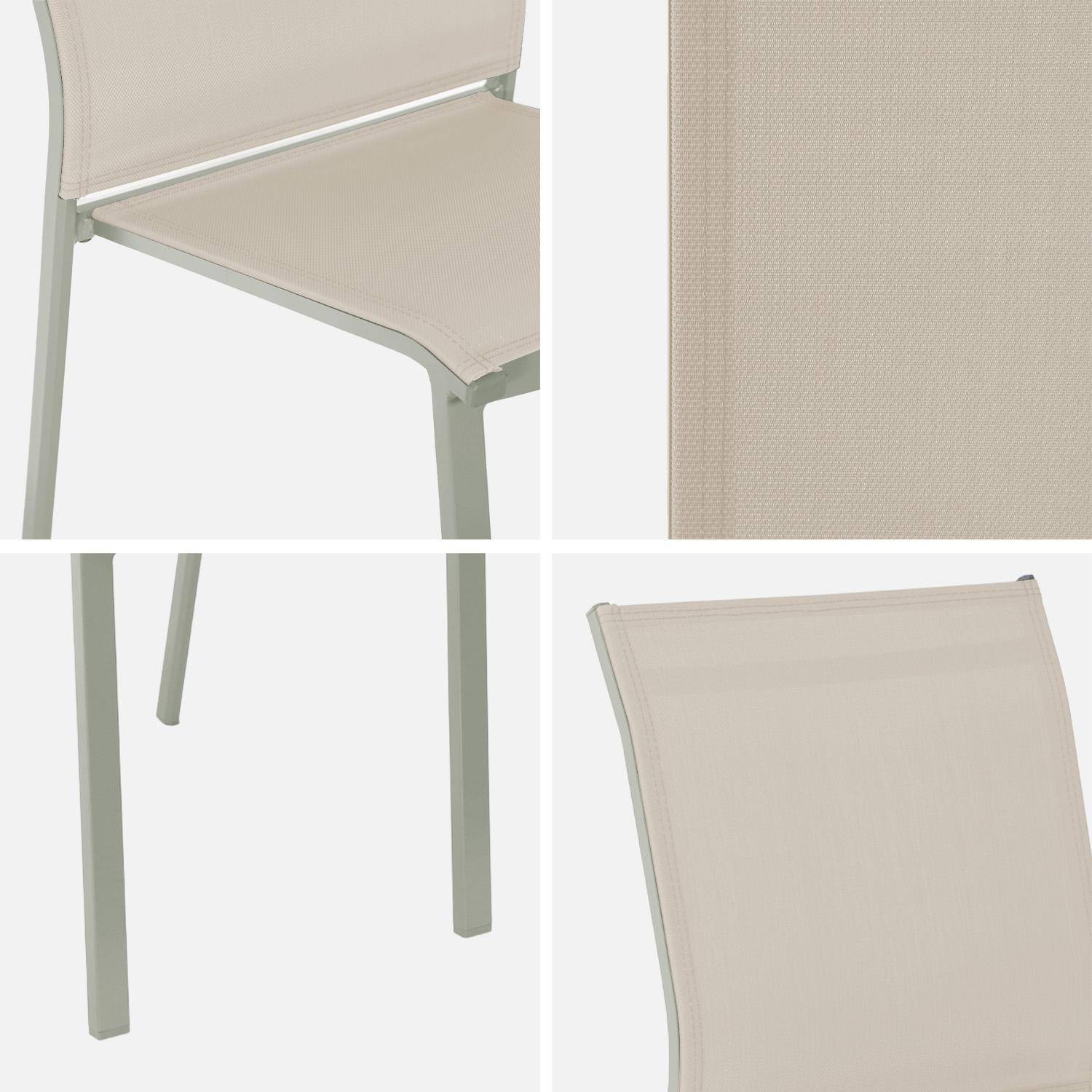 Lot de 4 chaises de jardin CLEVELAND empilables aluminium et textilene kaki, 64,5 x 45,5 x 89,5 cm,sweeek,Photo5