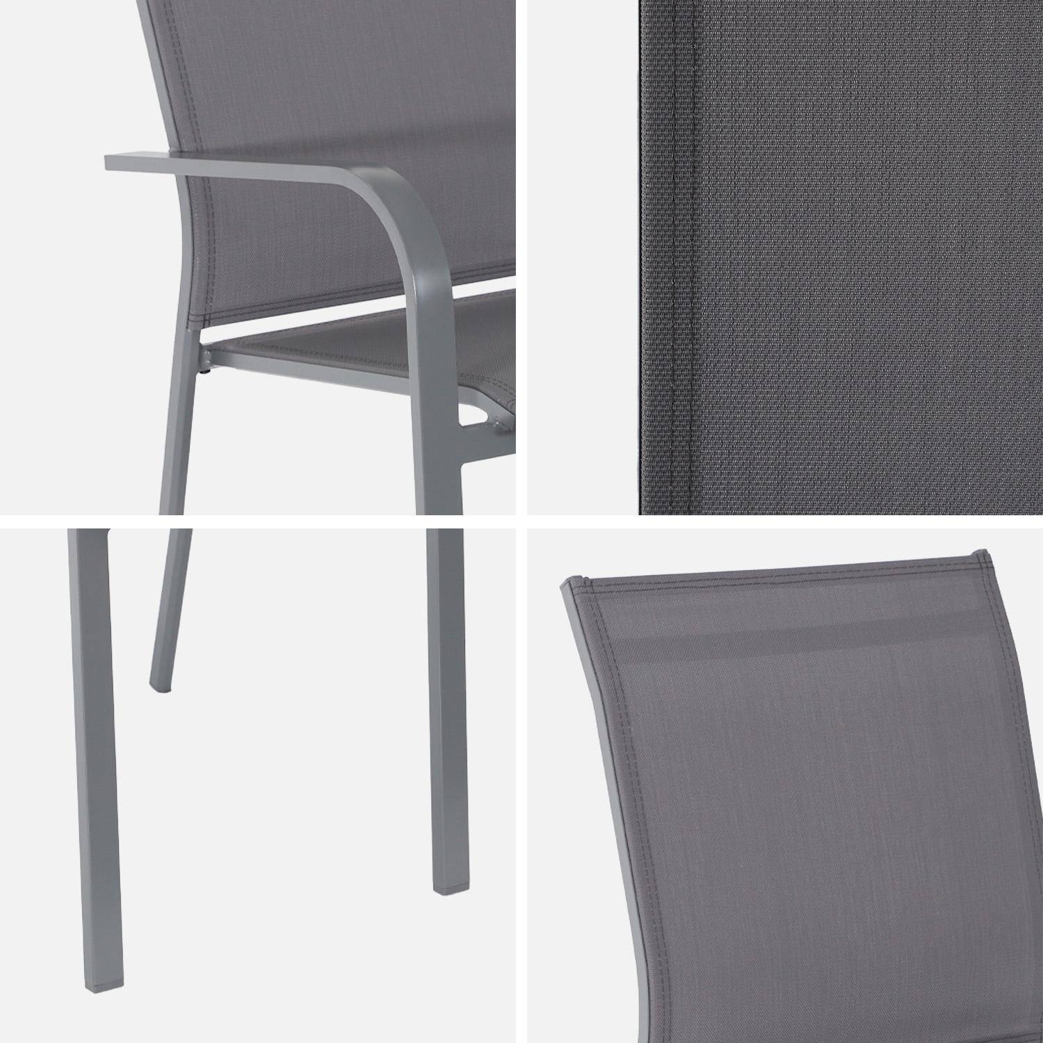 Lot de 2 fauteuils de jardin BUFFALO empilables aluminium et textilene anthracite, 64,5 x 45,5 x 89,5 cm Photo5
