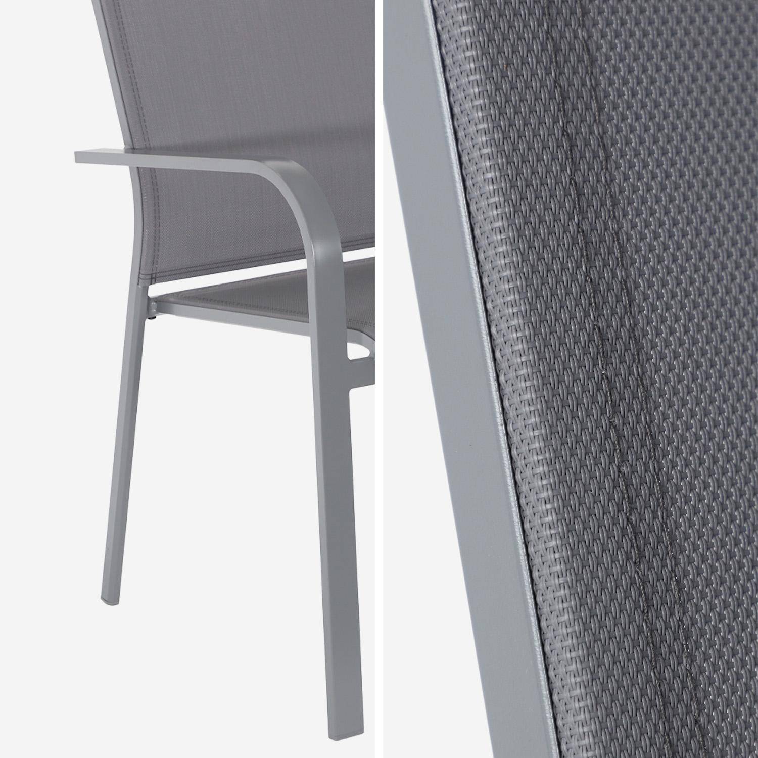 Set of 2 stackable garden armchairs BUFFALO aluminum and anthracite textilene, 64.5 x 45.5 x 89.5 cm Photo5