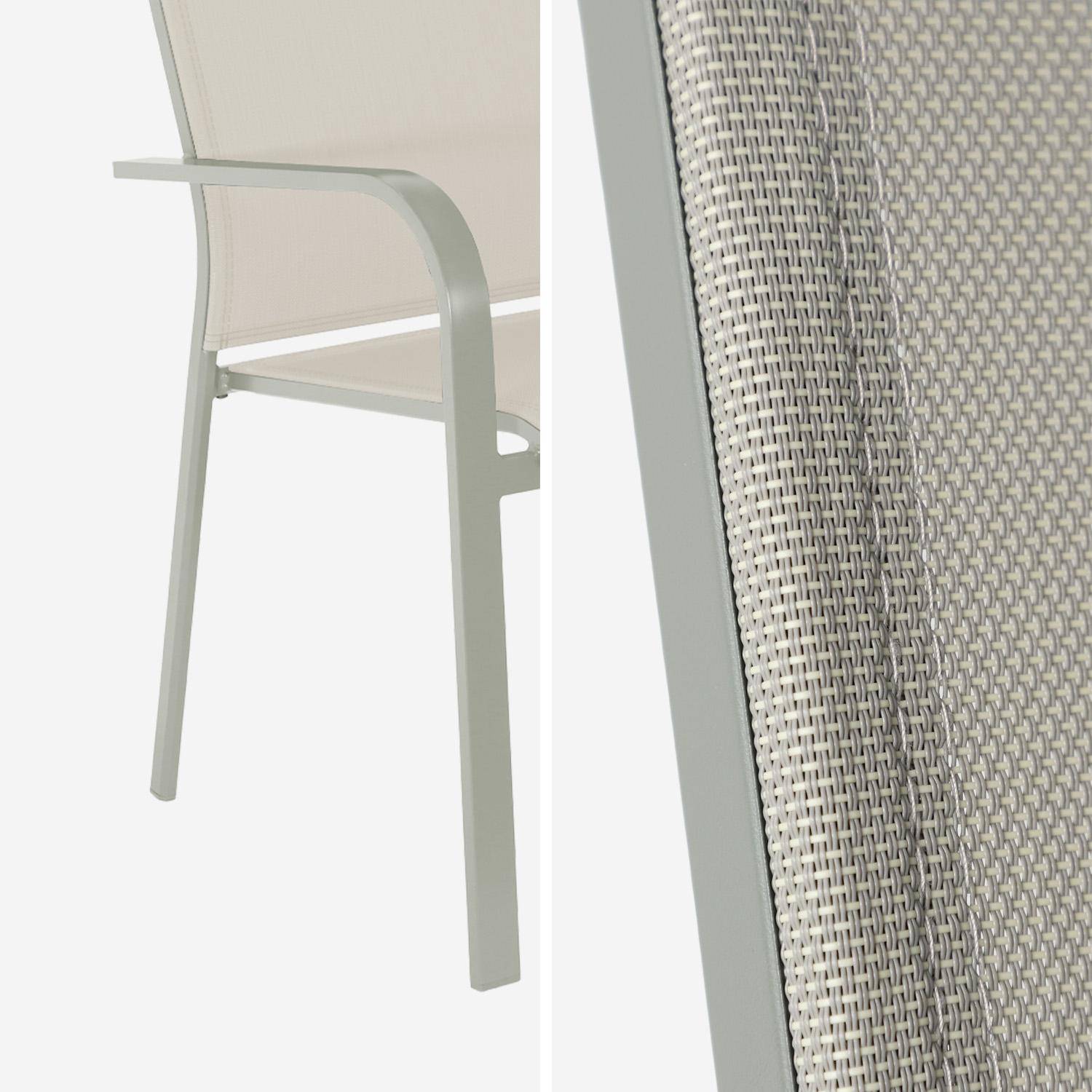 Set of 2 stackable garden chairs BUFFALO aluminum and khaki textilene, 64,5 x 45,5 x 89,5 cm Photo6