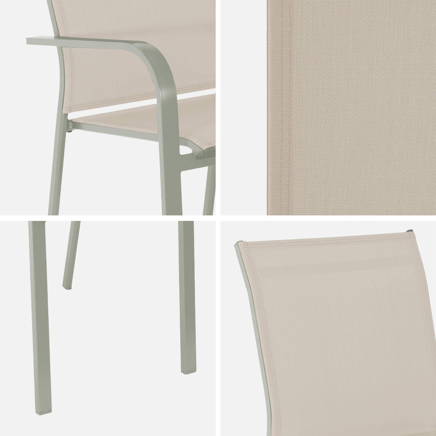 Silla de jardín apilable de aluminio y textileno, set de 2, Buffalo, Verde kaki, 64.5x45.5x89.5 cm Photo6